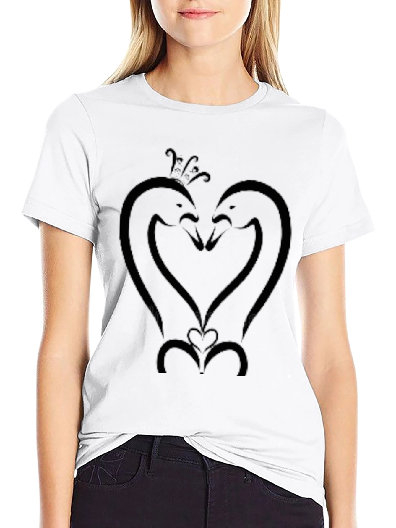 Swans Heart Graphic T-Shirt - Black