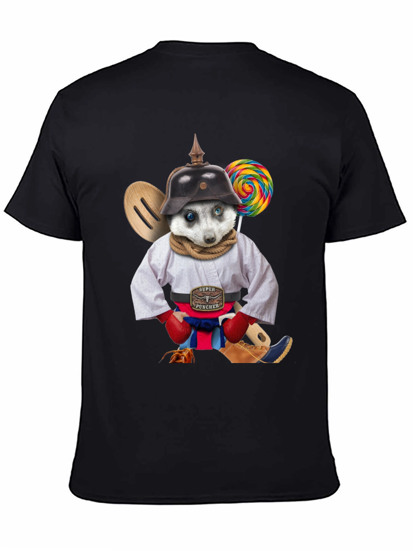 Quirky Animal Graphic T-Shirt - Super Puncher Meerkat