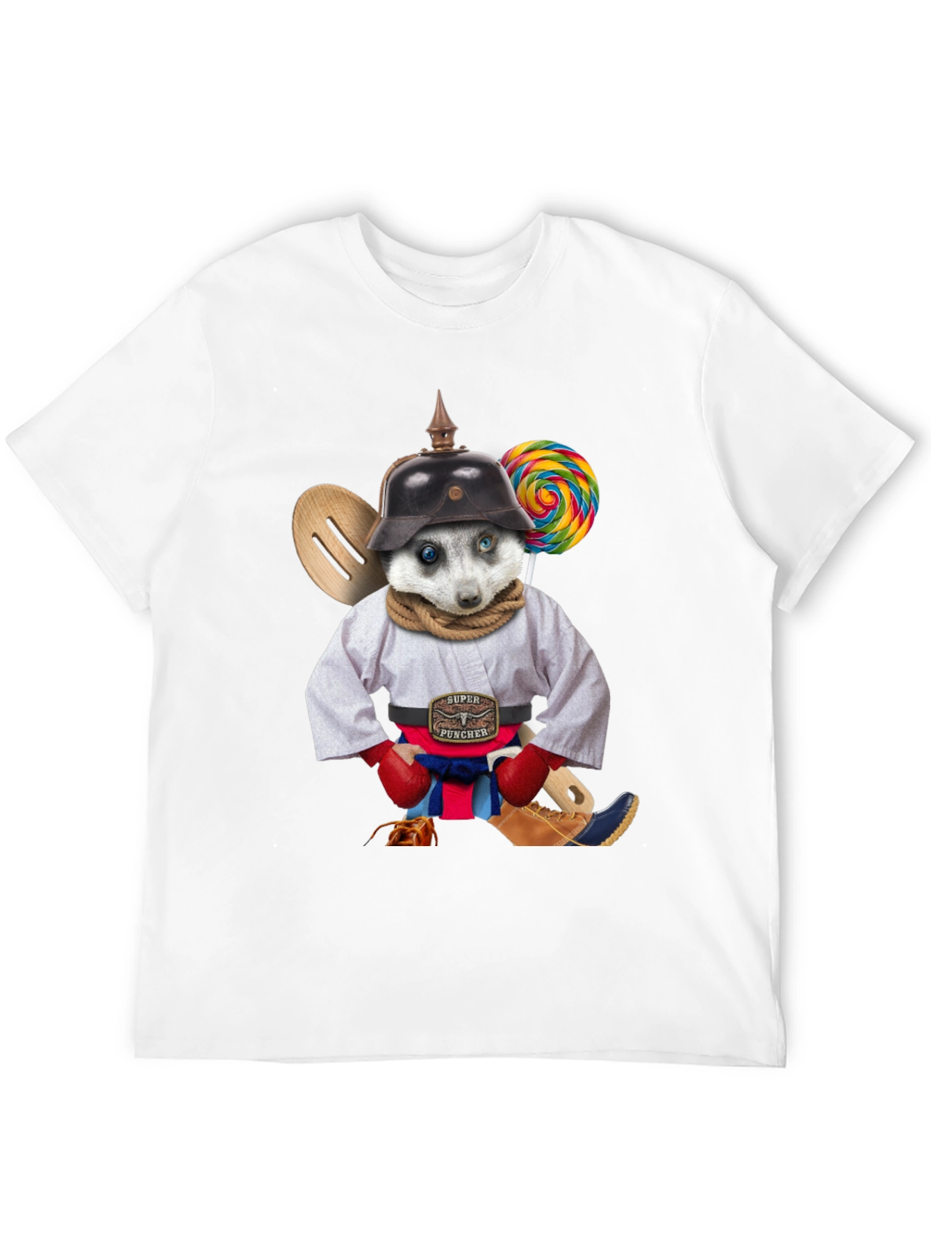 Quirky Animal Graphic T-Shirt - Super Puncher Meerkat