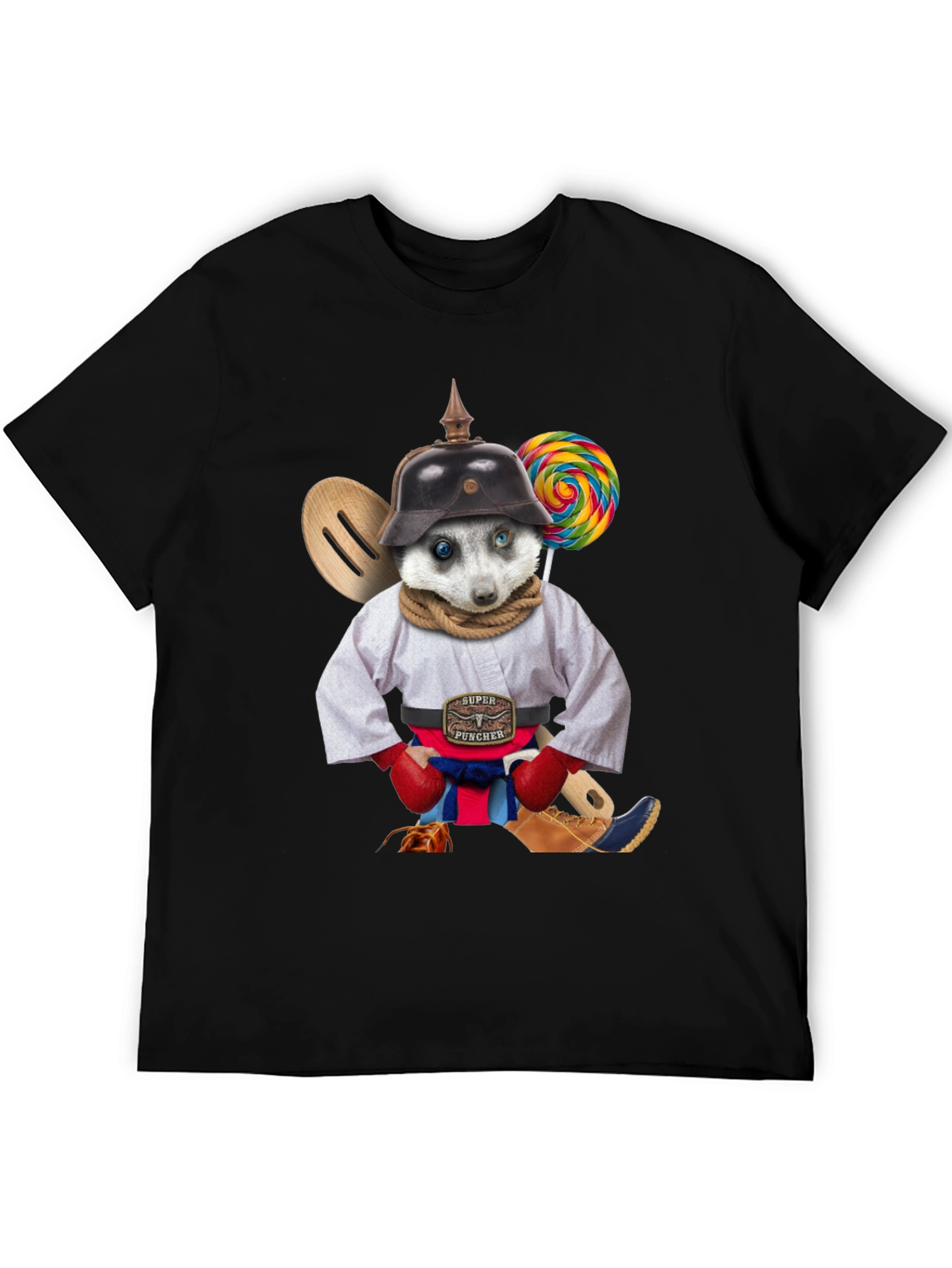Quirky Animal Graphic T-Shirt - Super Puncher Meerkat