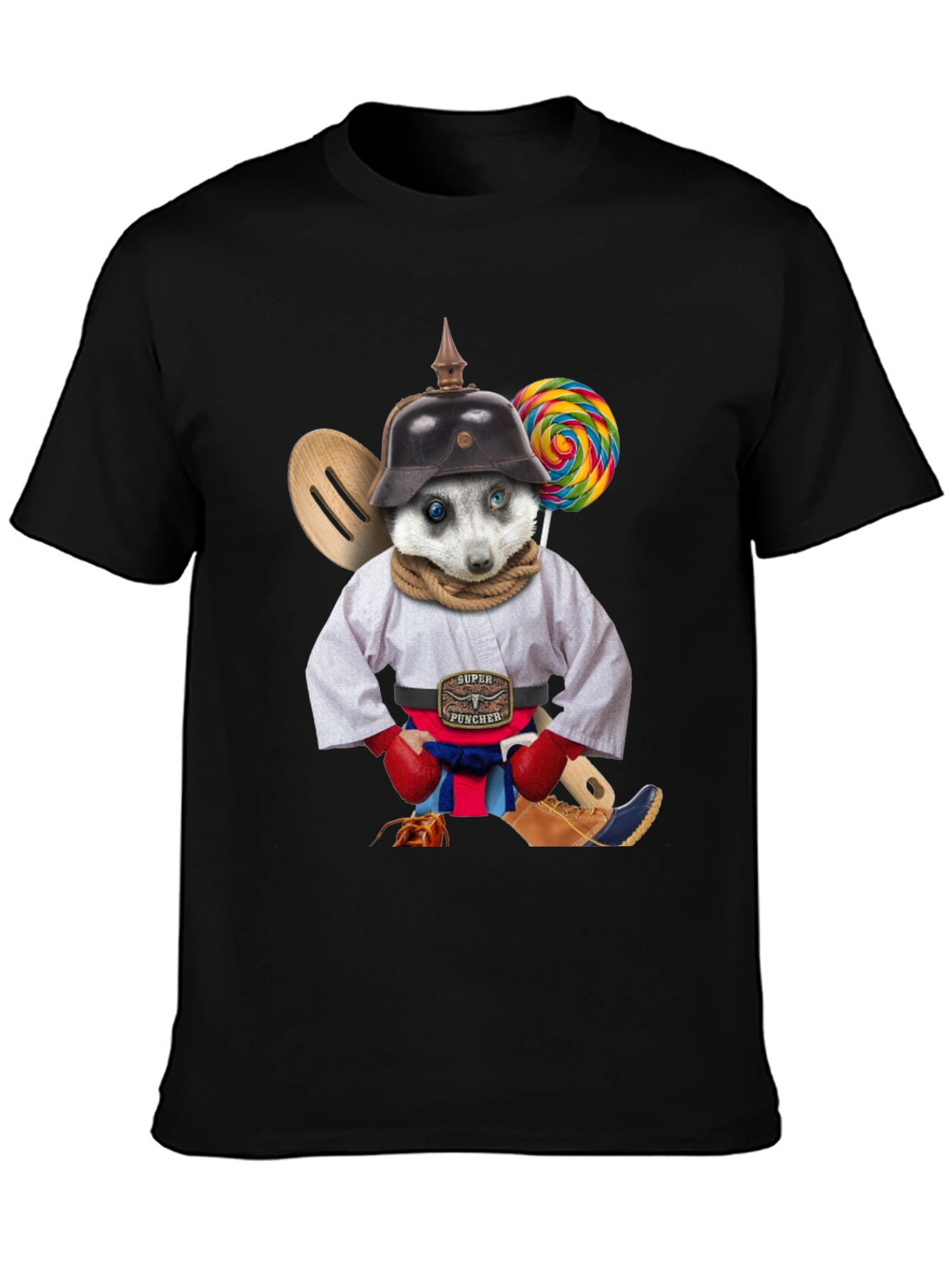 Quirky Animal Graphic T-Shirt - Super Puncher Meerkat