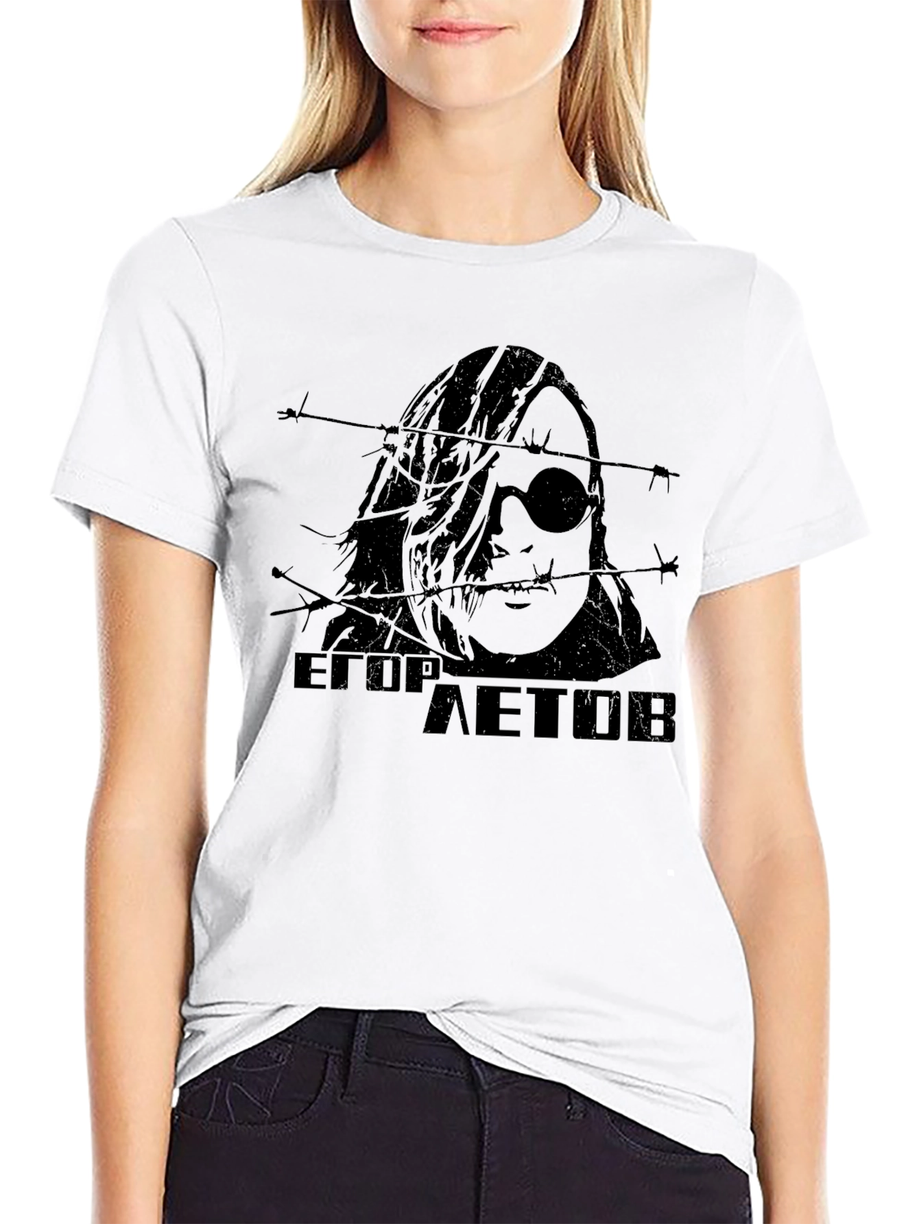 Egor Letov Barbed Wire Graphic Black T-Shirt