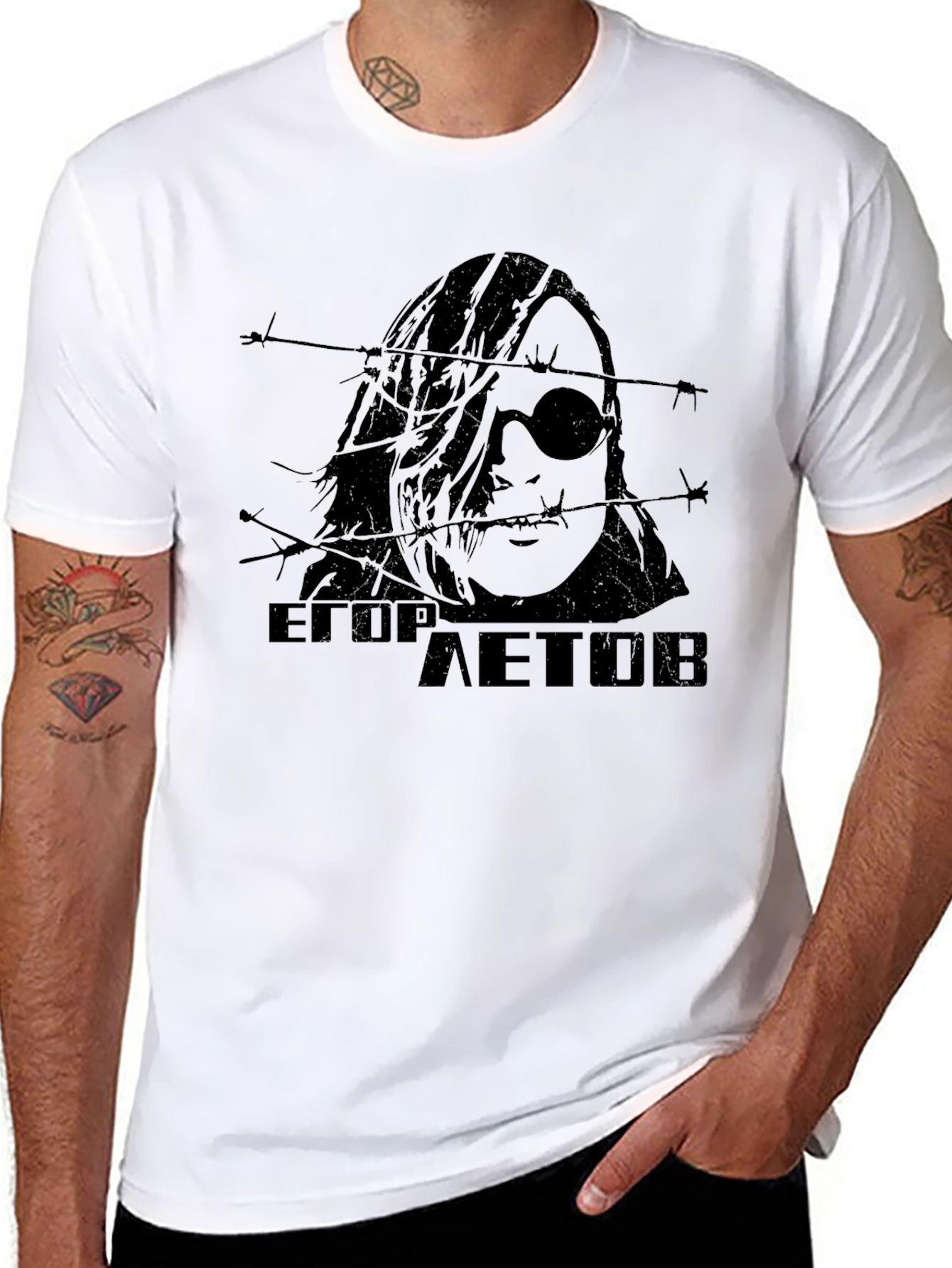 Egor Letov Barbed Wire Graphic Black T-Shirt