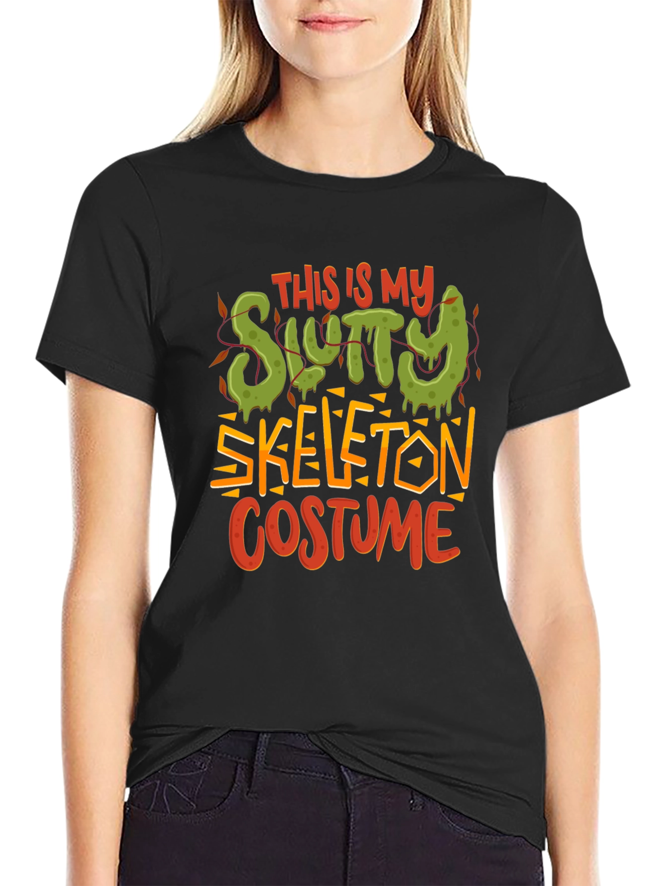 Slutty Skeleton Costume Graphic T-Shirt