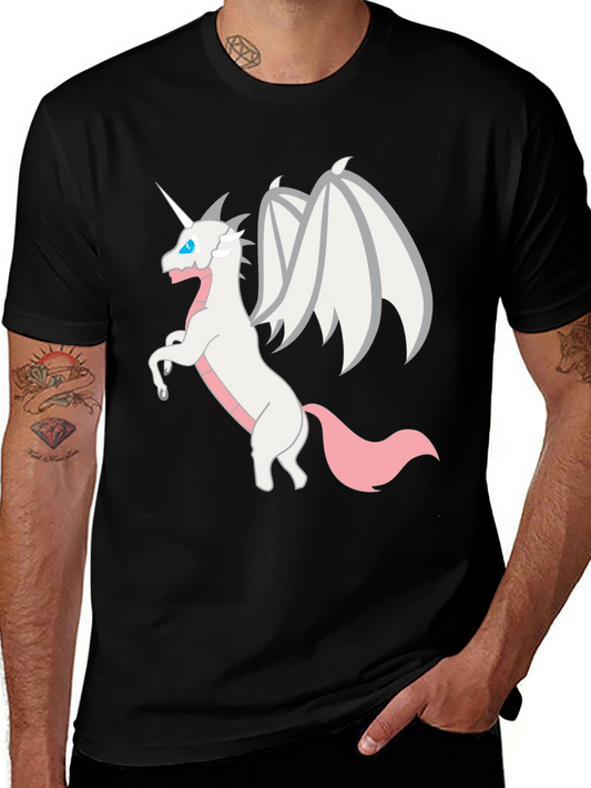 Whimsical Winged Unicorn Graphic Tee - Black