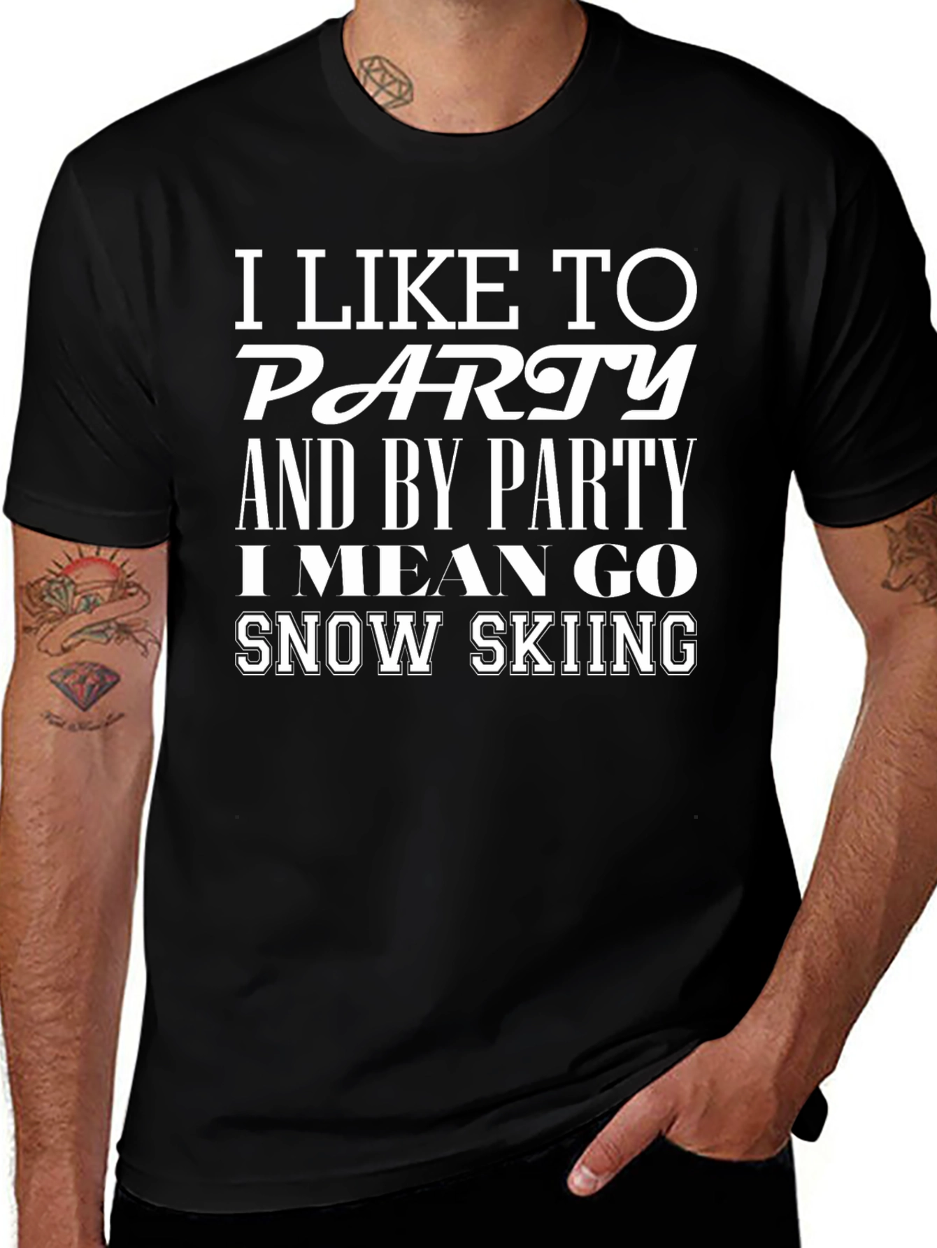 I Like To Party Snow Skiing Graphic Tee