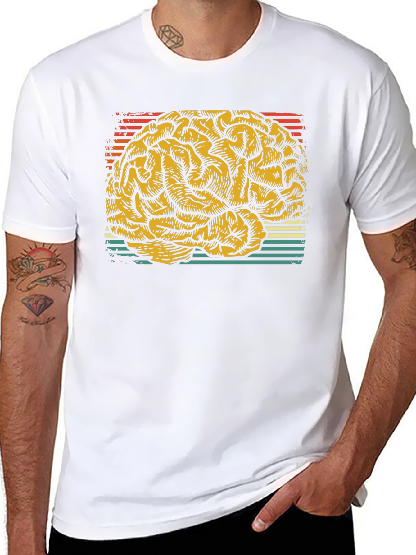 Brain Graphic Tee - Retro Style T-Shirt