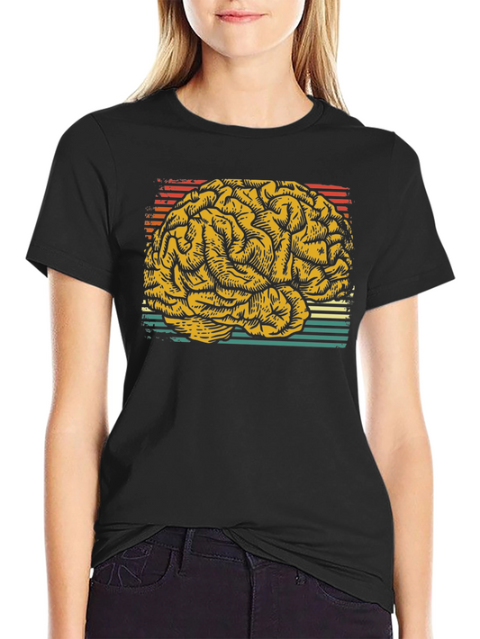 Brain Graphic Tee - Retro Style T-Shirt