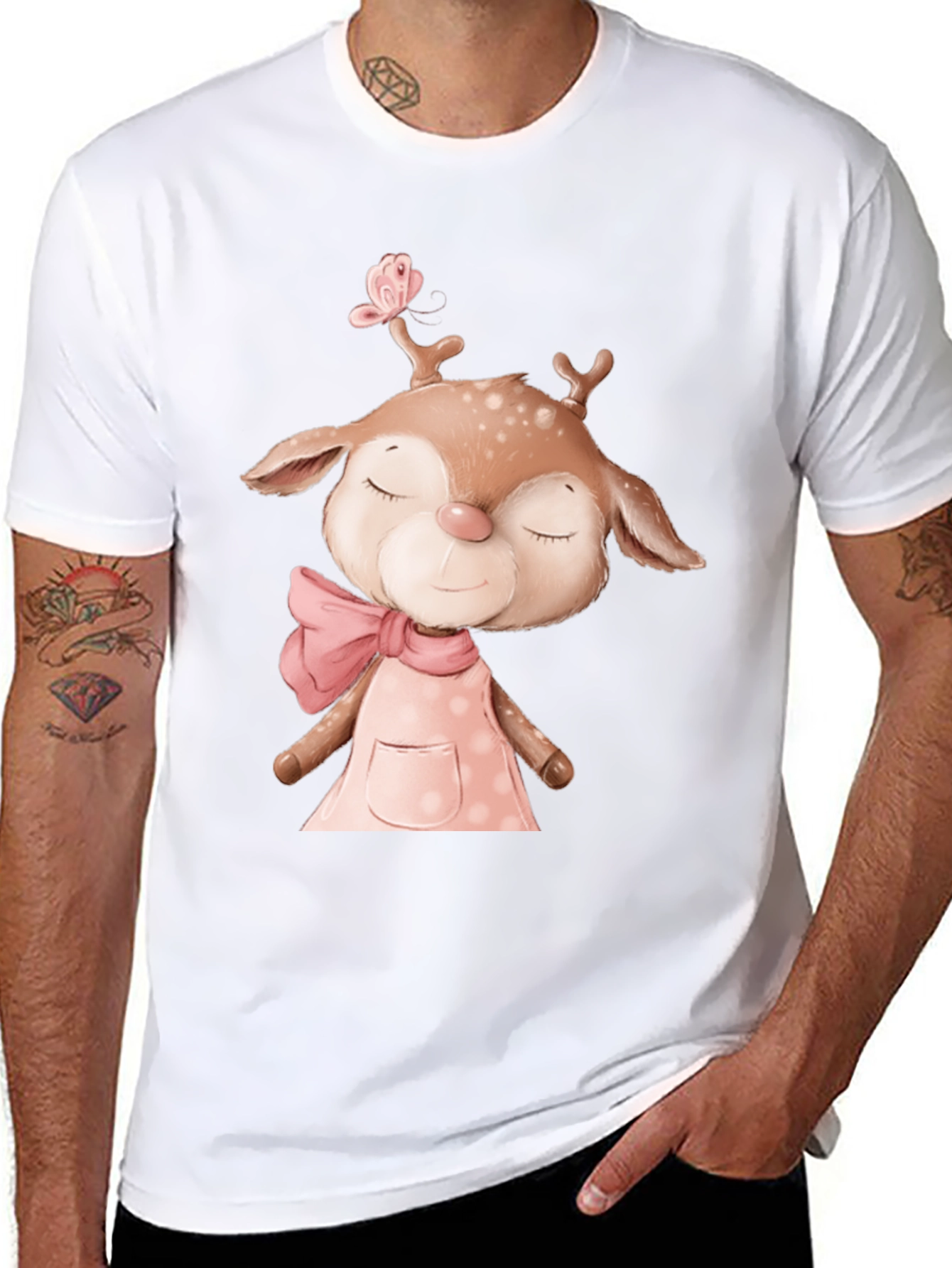 Cute Deer Graphic Tee - Soft Cotton Comfort
