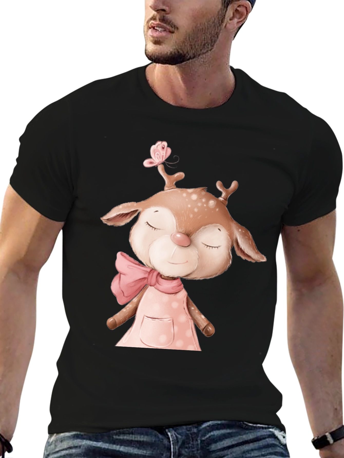 Cute Deer Graphic Tee - Soft Cotton Comfort