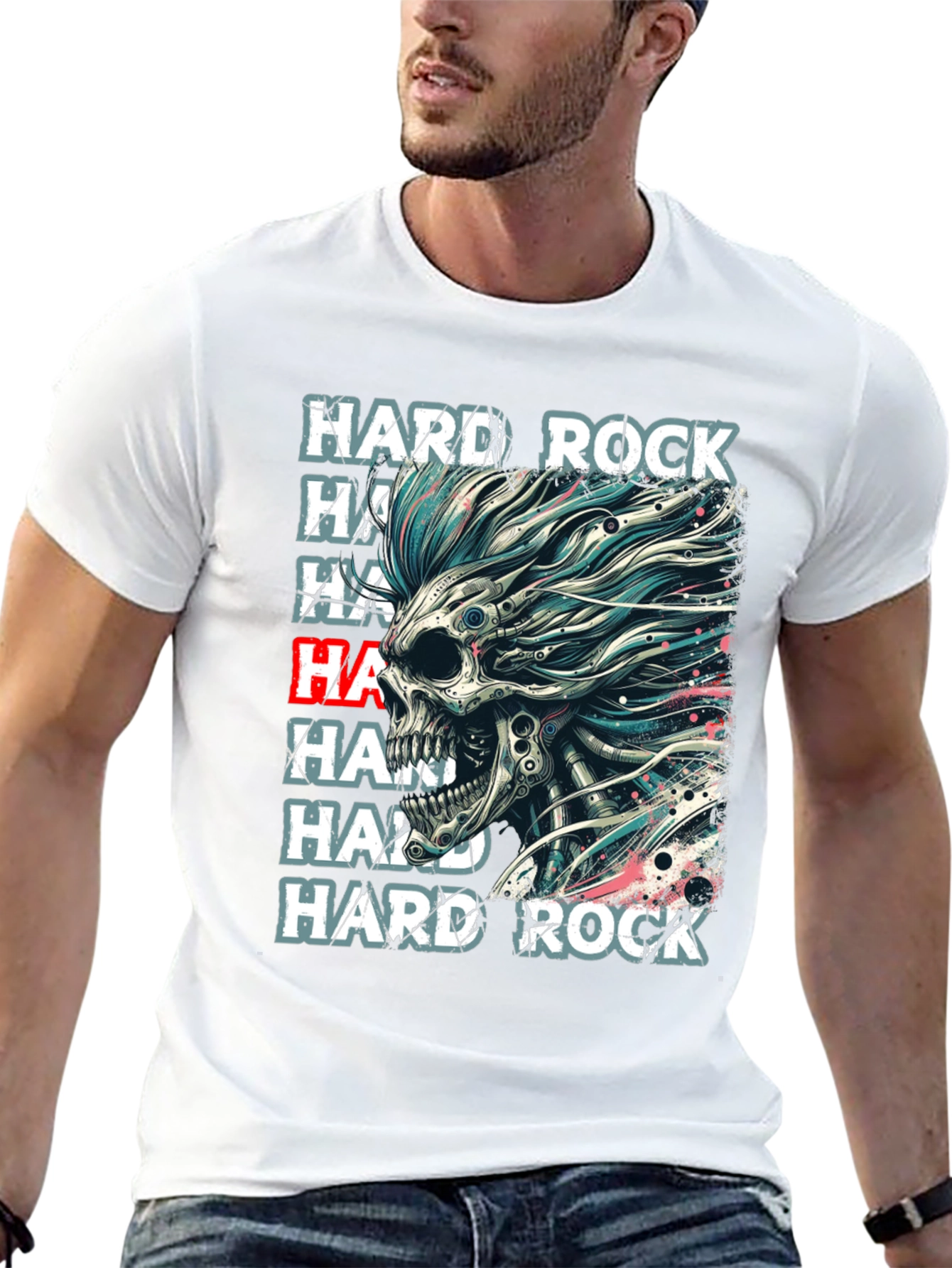 Hard Rock Graphic Tee - Skull Punk Style