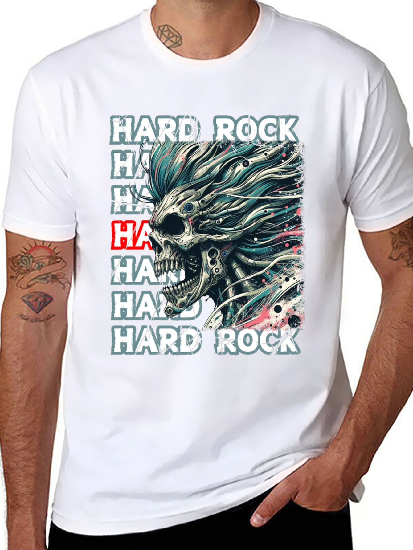 Hard Rock Graphic Tee - Skull Punk Style