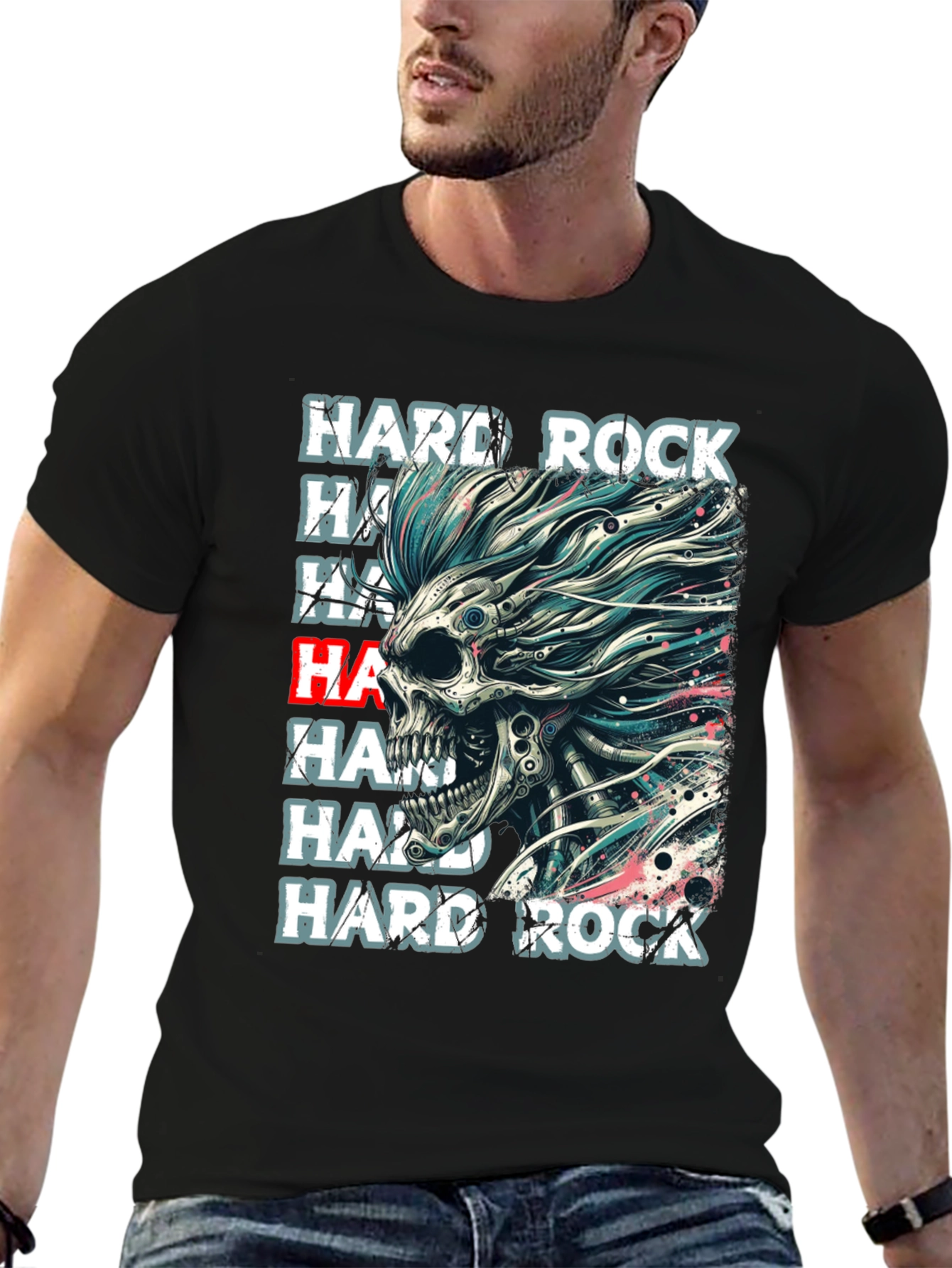 Hard Rock Graphic Tee - Skull Punk Style
