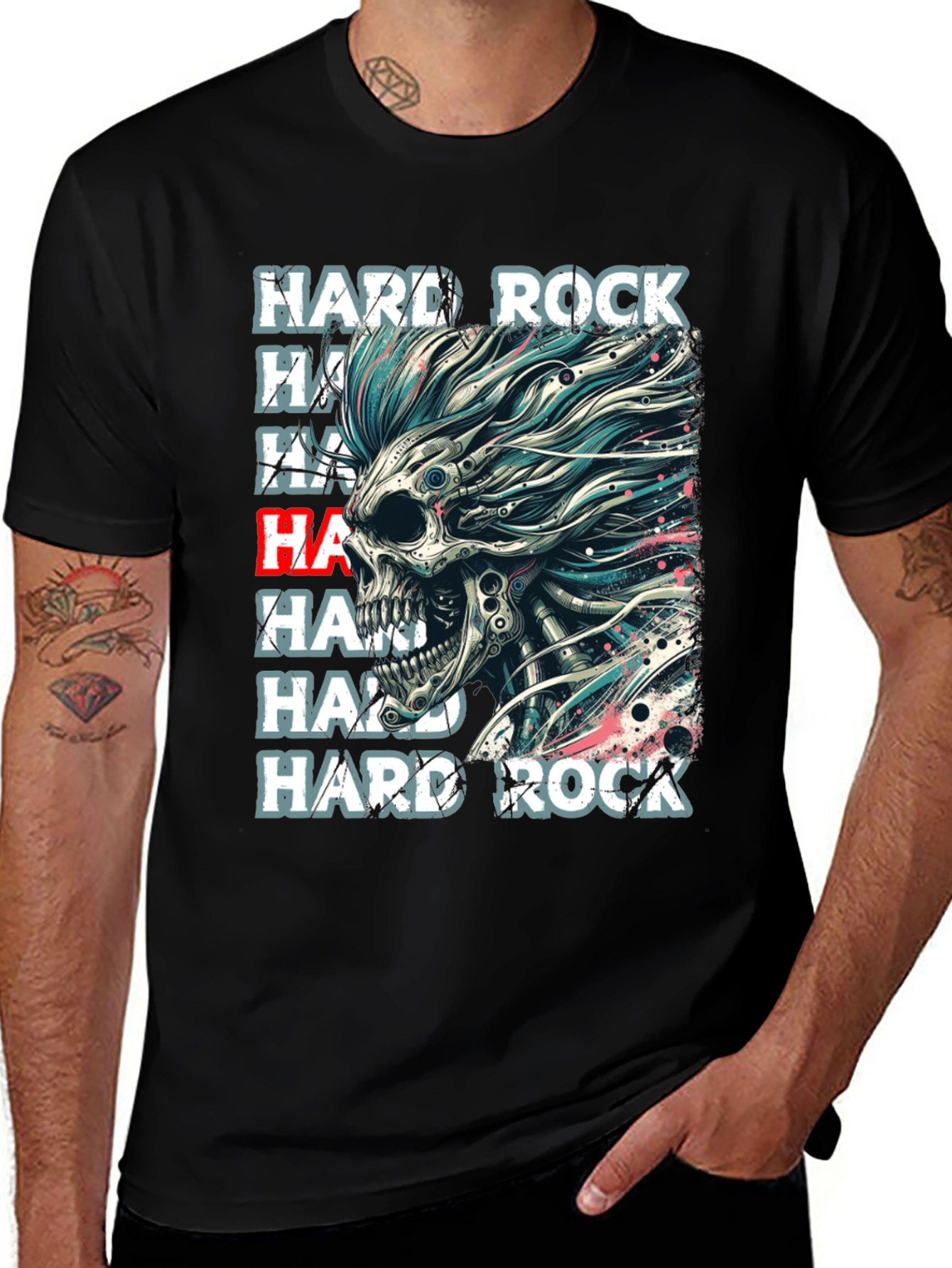 Hard Rock Graphic Tee - Skull Punk Style