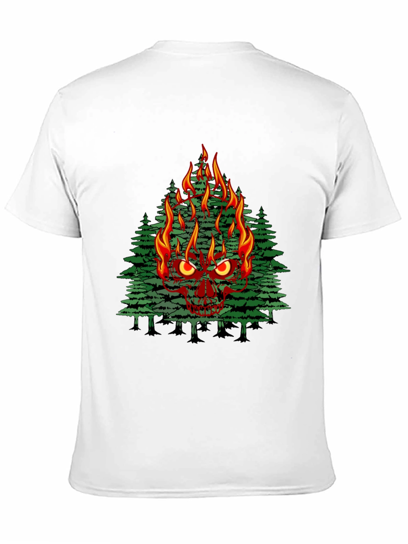 Flaming Skull Tree Graphic Tee - Mens Black T-Shirt