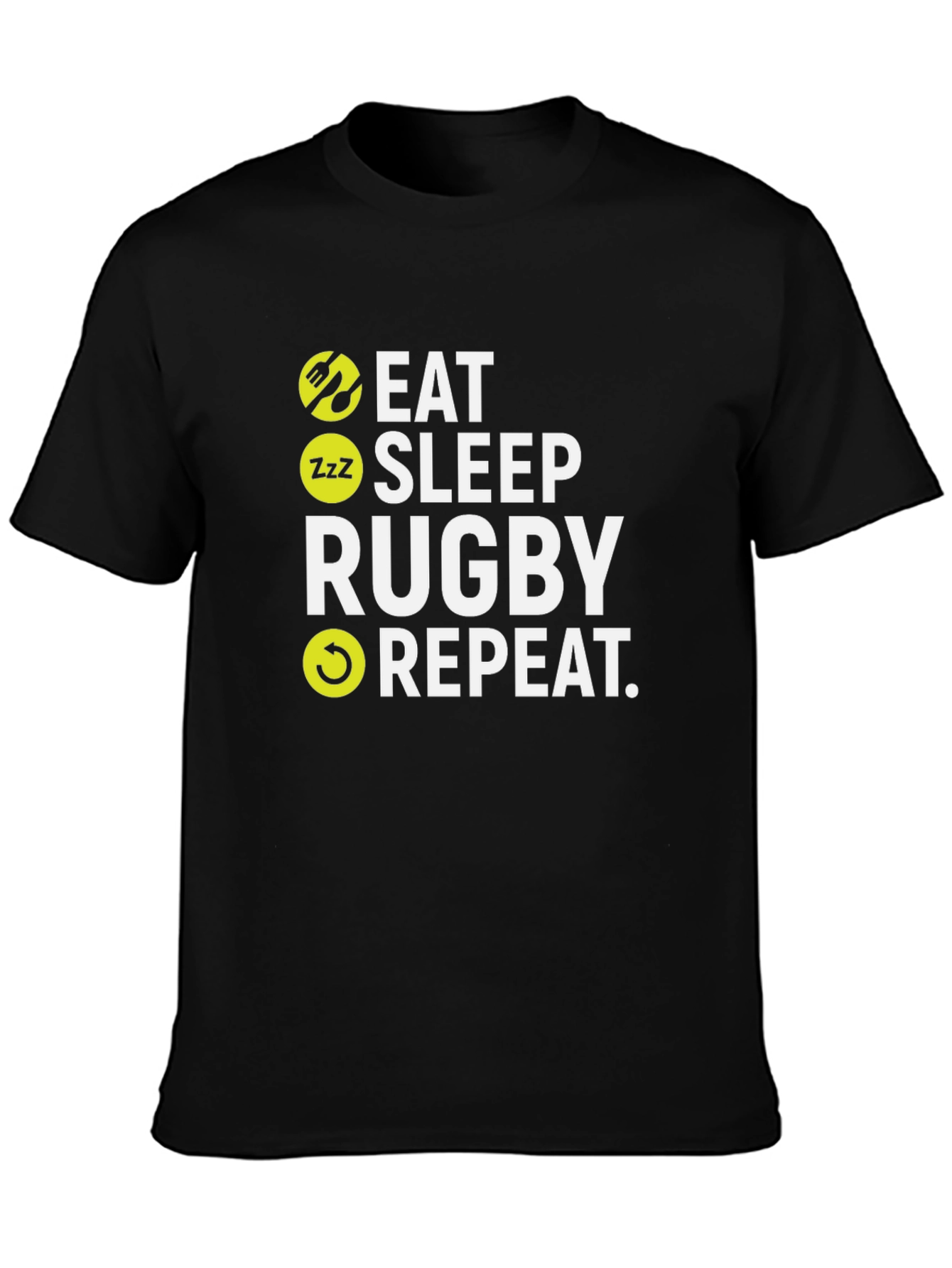 Eat Sleep Rugby Repeat Black T-Shirt
