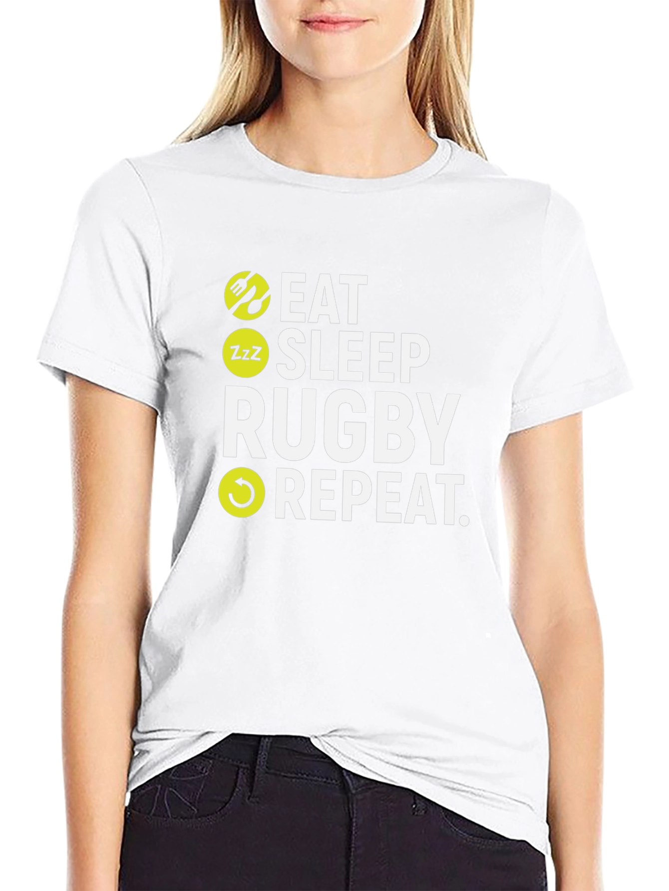 Eat Sleep Rugby Repeat Black T-Shirt