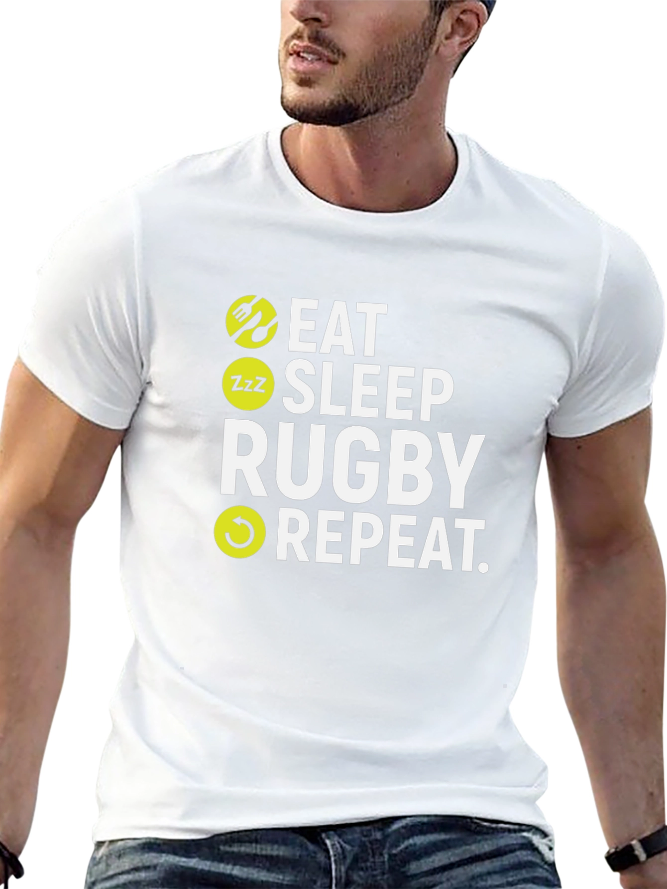 Eat Sleep Rugby Repeat Black T-Shirt