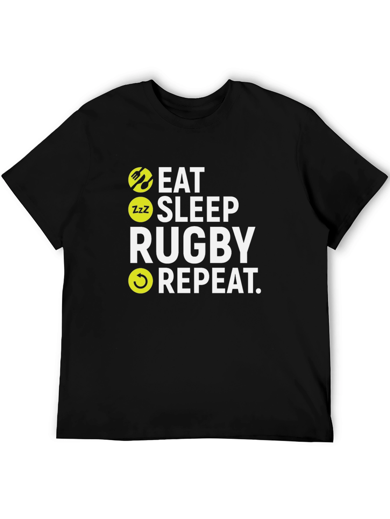 Eat Sleep Rugby Repeat Black T-Shirt