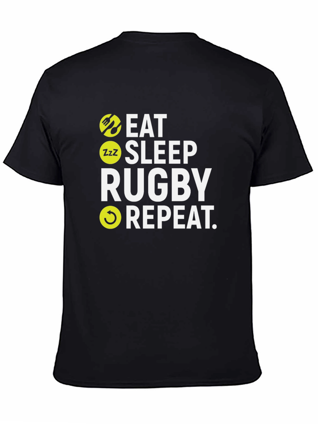Eat Sleep Rugby Repeat Black T-Shirt