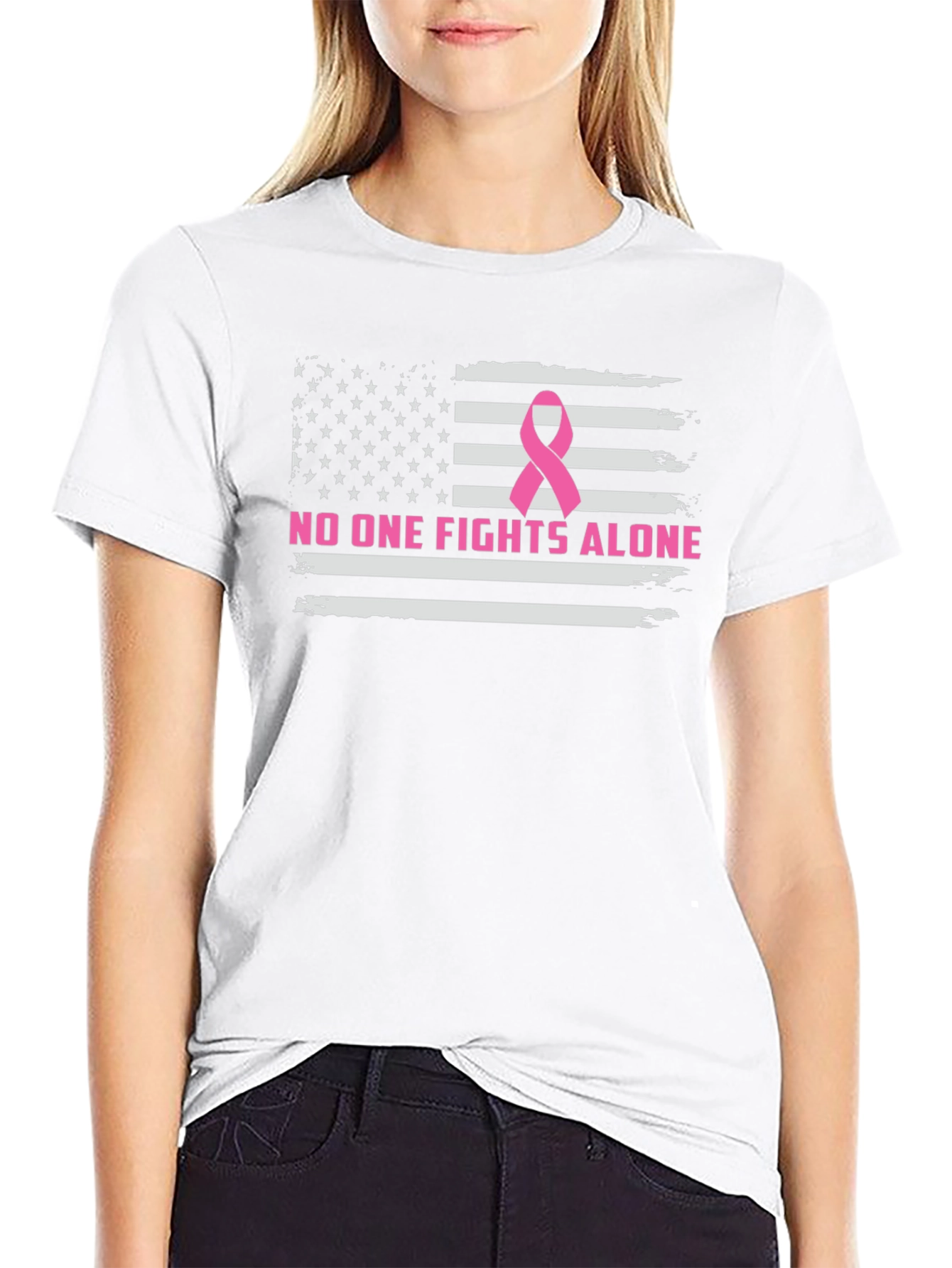 Breast Cancer Awareness US Flag T-Shirt