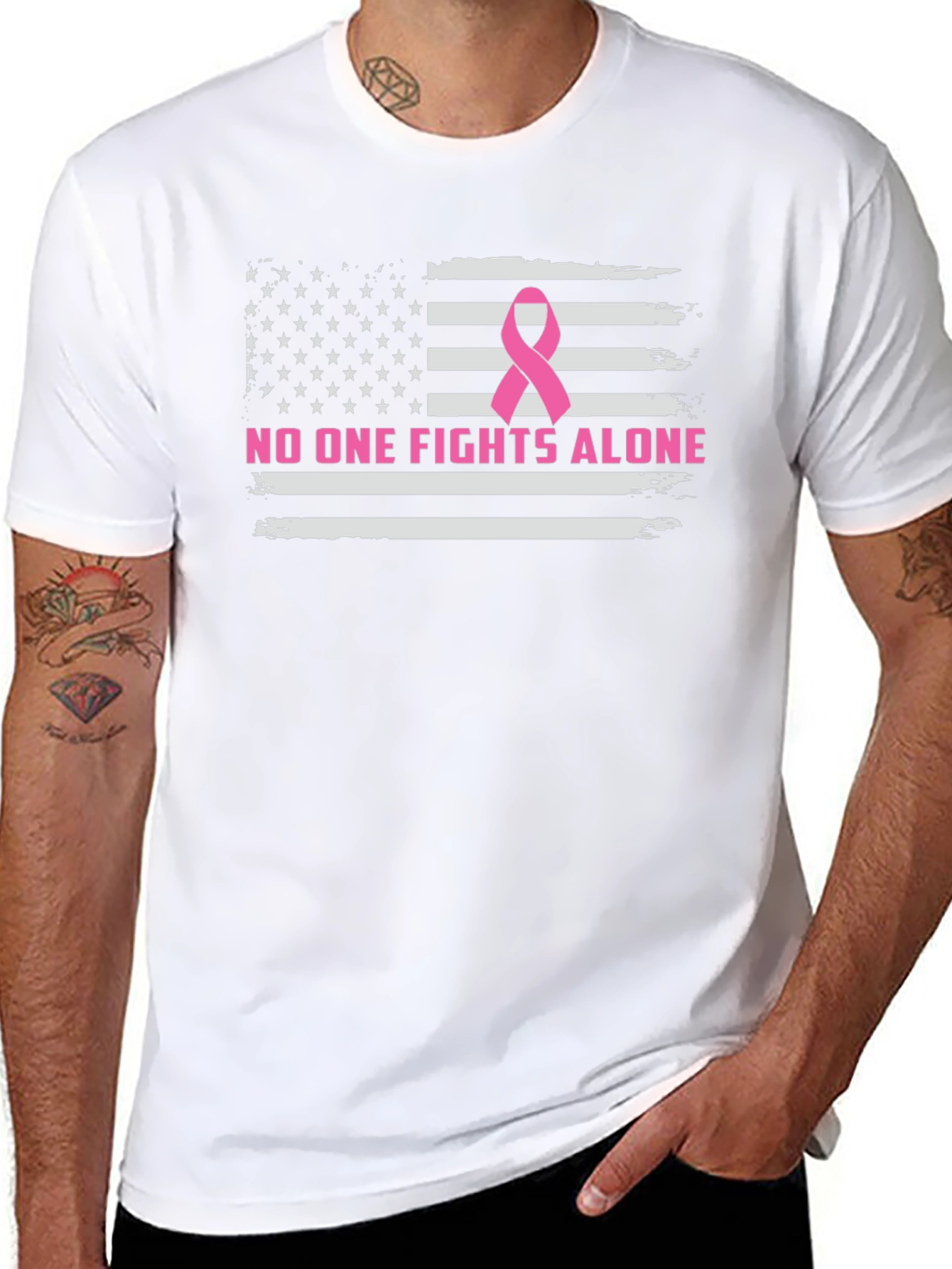 Breast Cancer Awareness US Flag T-Shirt