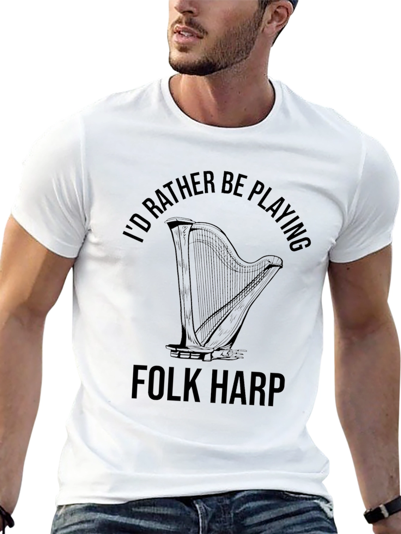 Folk Harp T-Shirt: Id Rather Be Playing
