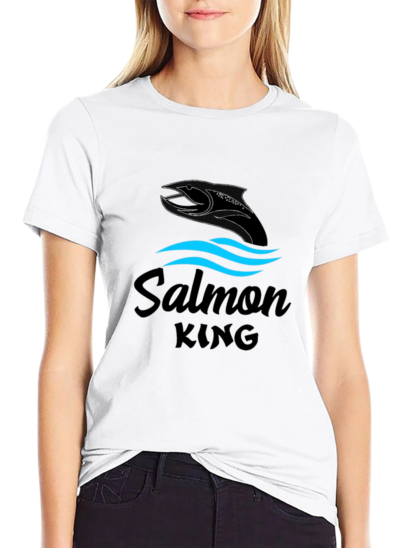 Salmon King Black Graphic Tee