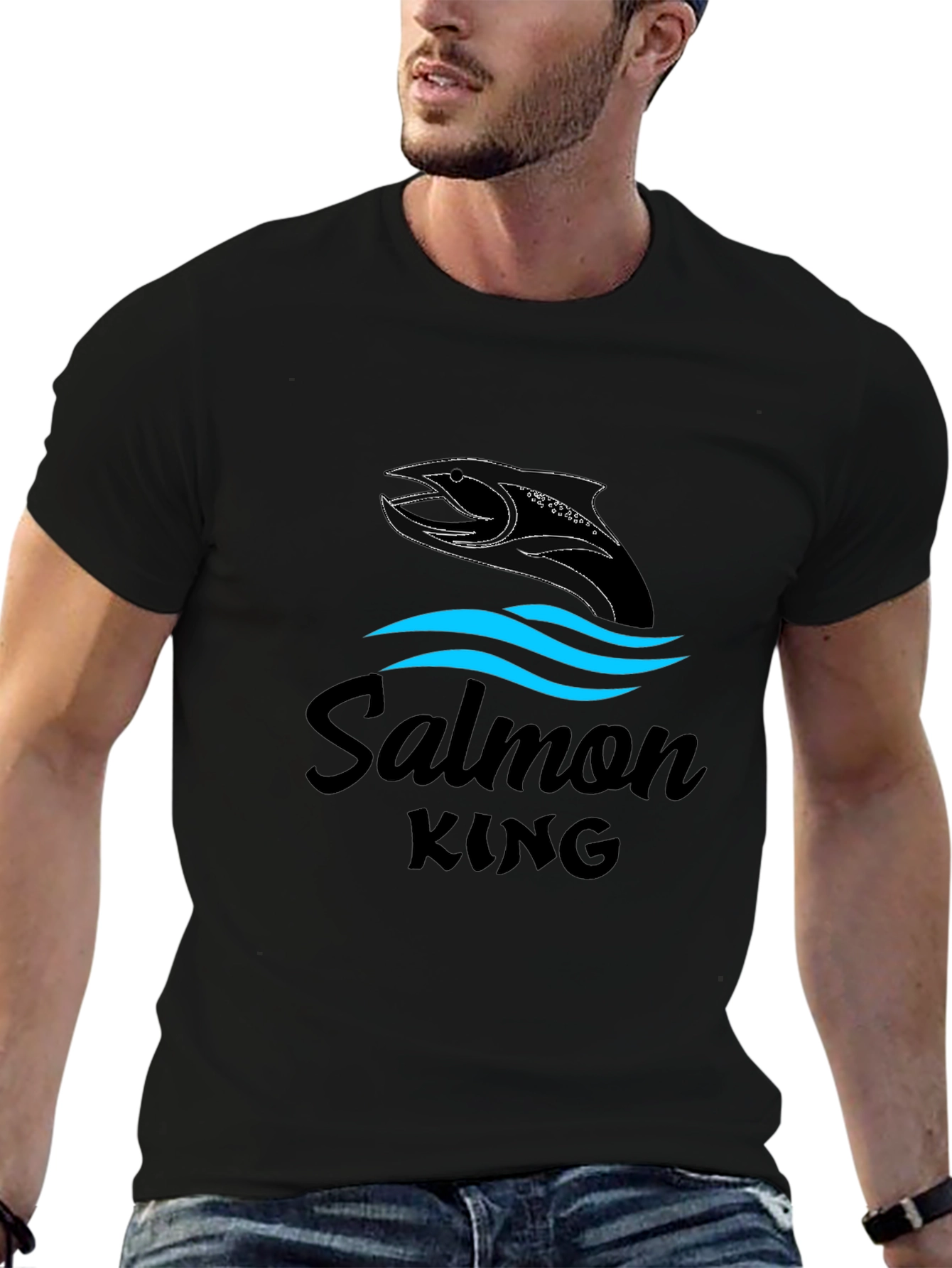 Salmon King Black Graphic Tee