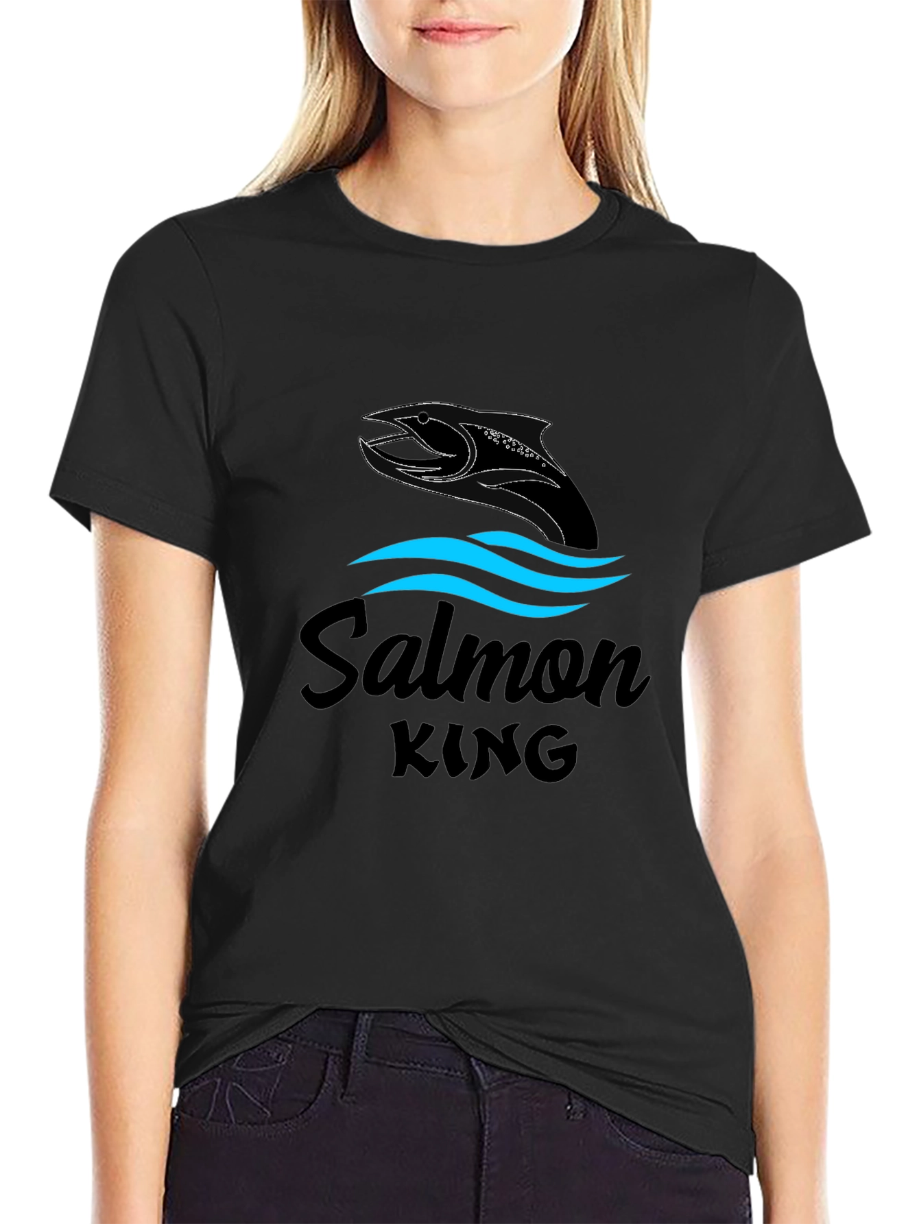 Salmon King Black Graphic Tee