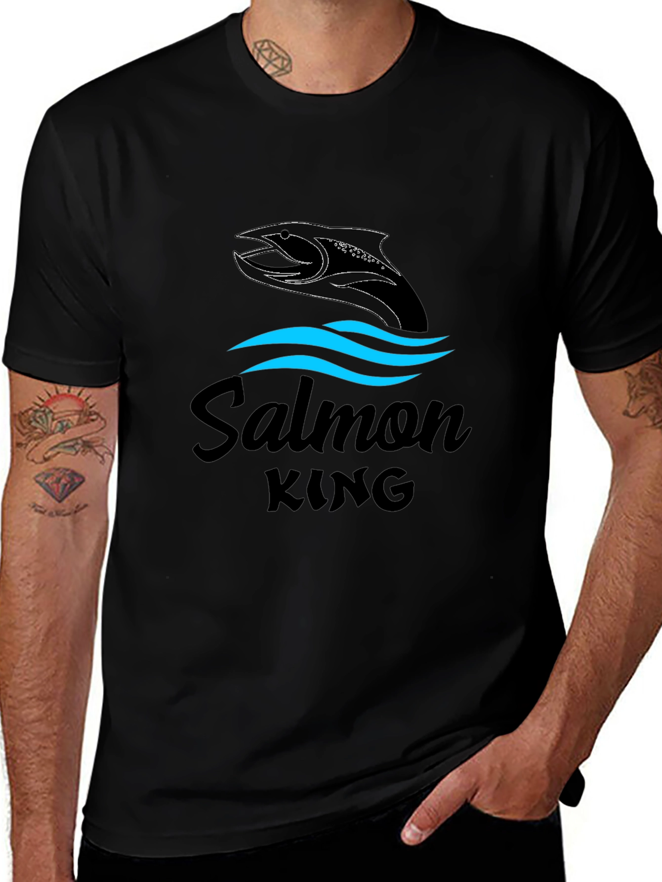 Salmon King Black Graphic Tee
