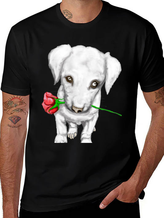 Dog with Rose Graphic Tee