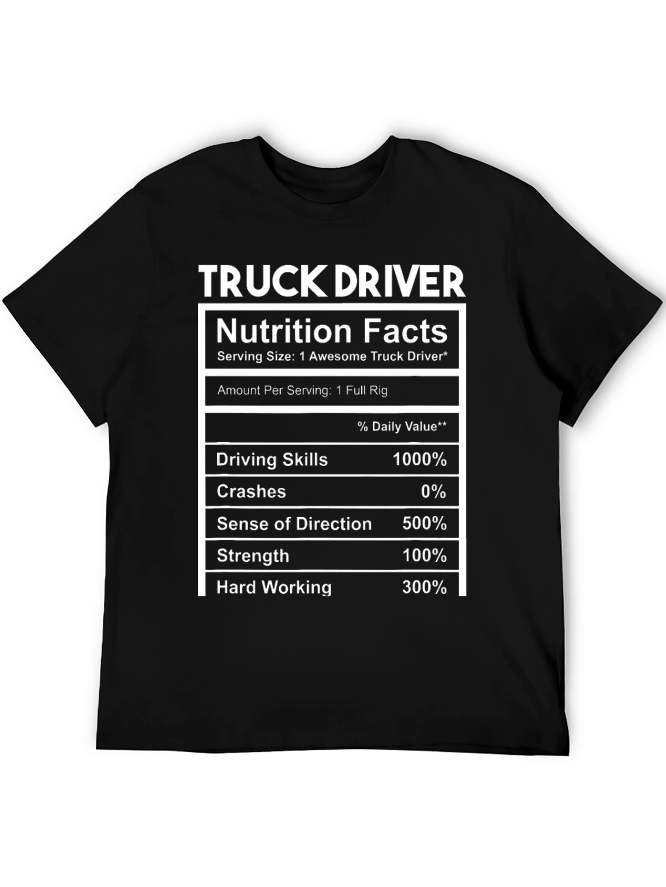 Truck Driver Nutrition Facts Novelty T-Shirt