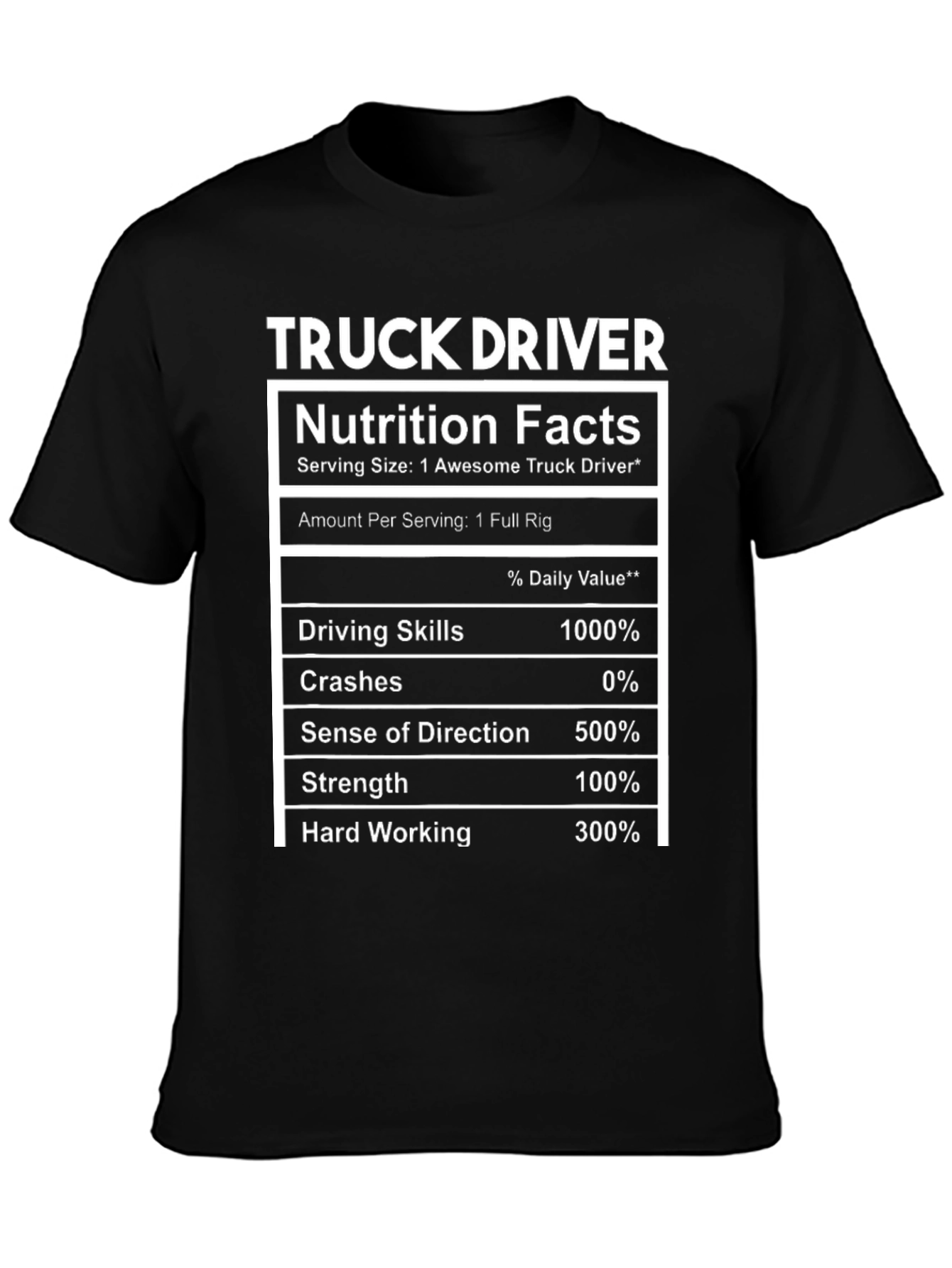 Truck Driver Nutrition Facts Novelty T-Shirt