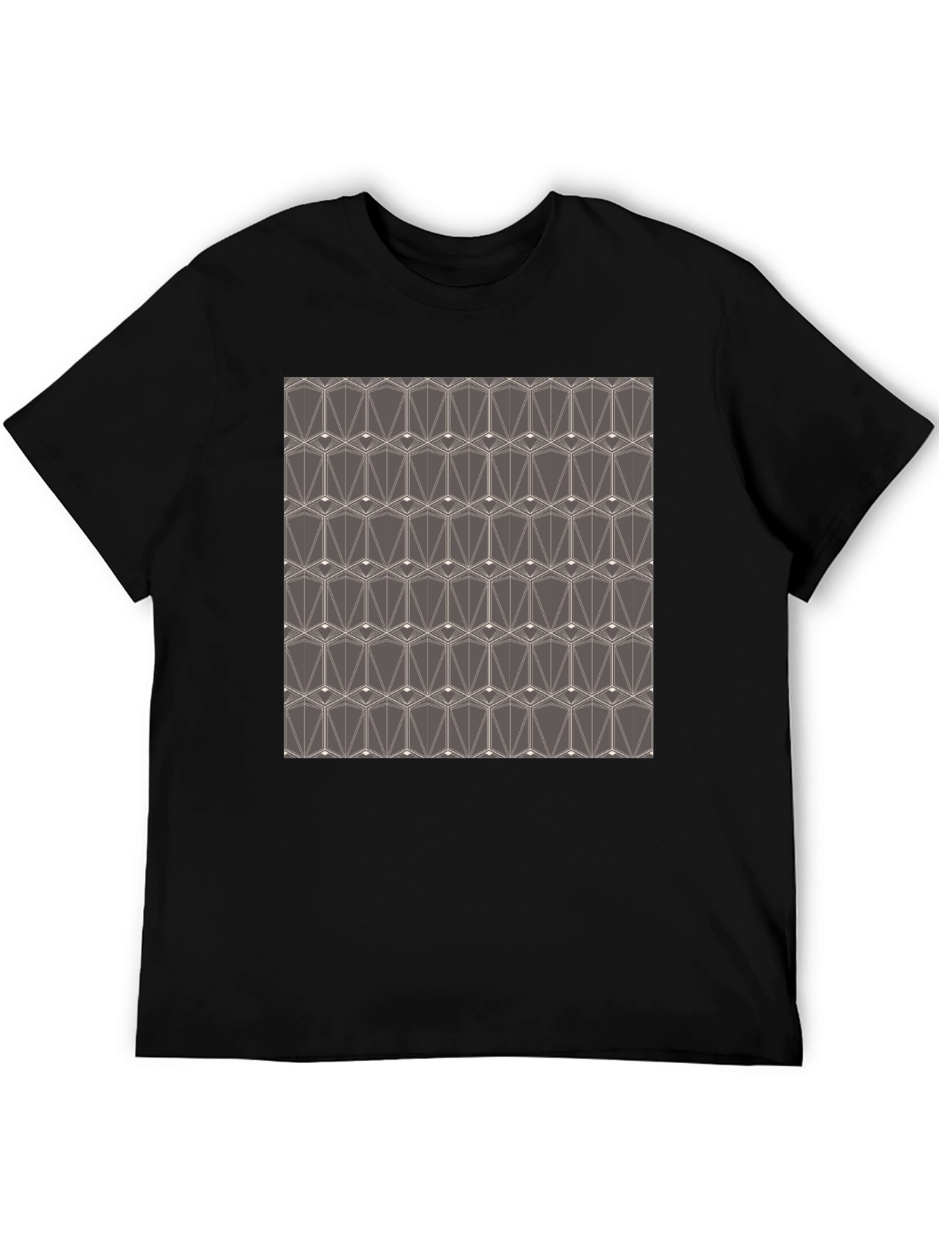 Geometric Pattern Tee - Modern Design Black T-Shirt