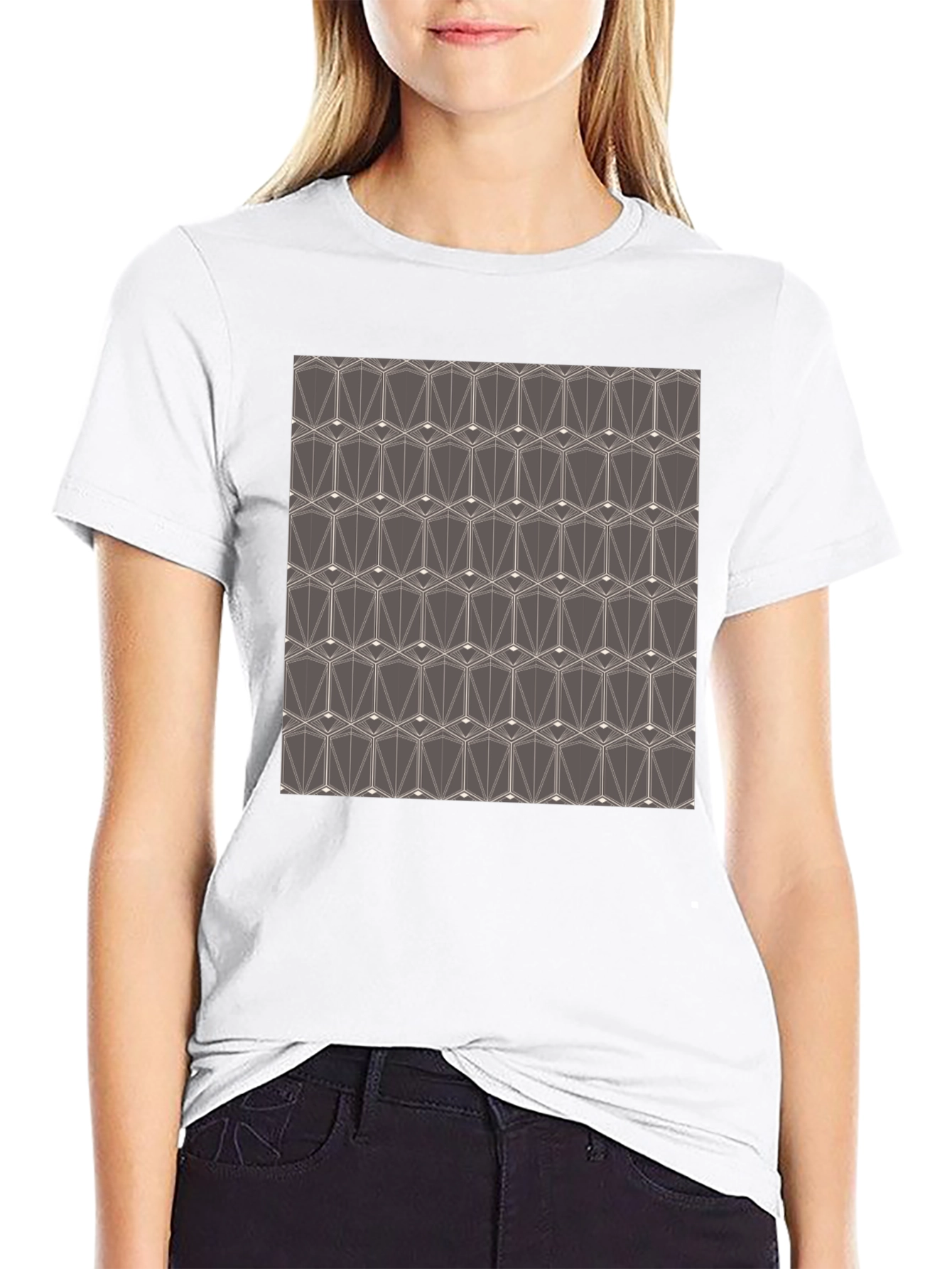 Geometric Pattern Tee - Modern Design Black T-Shirt