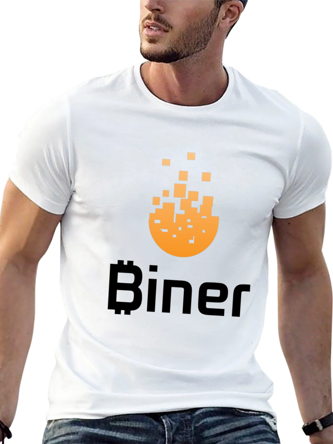 Biner Bitcoin Pixel Art T-Shirt - Crypto Enthusiast Tee