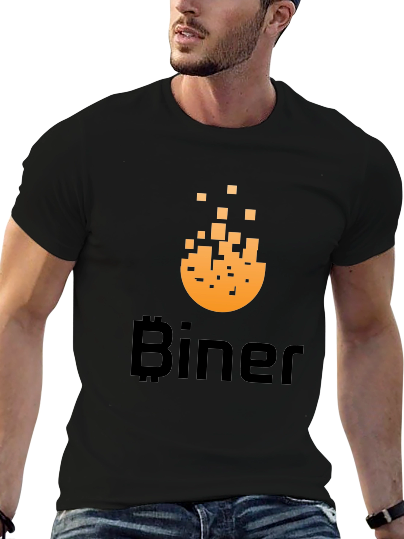 Biner Bitcoin Pixel Art T-Shirt - Crypto Enthusiast Tee