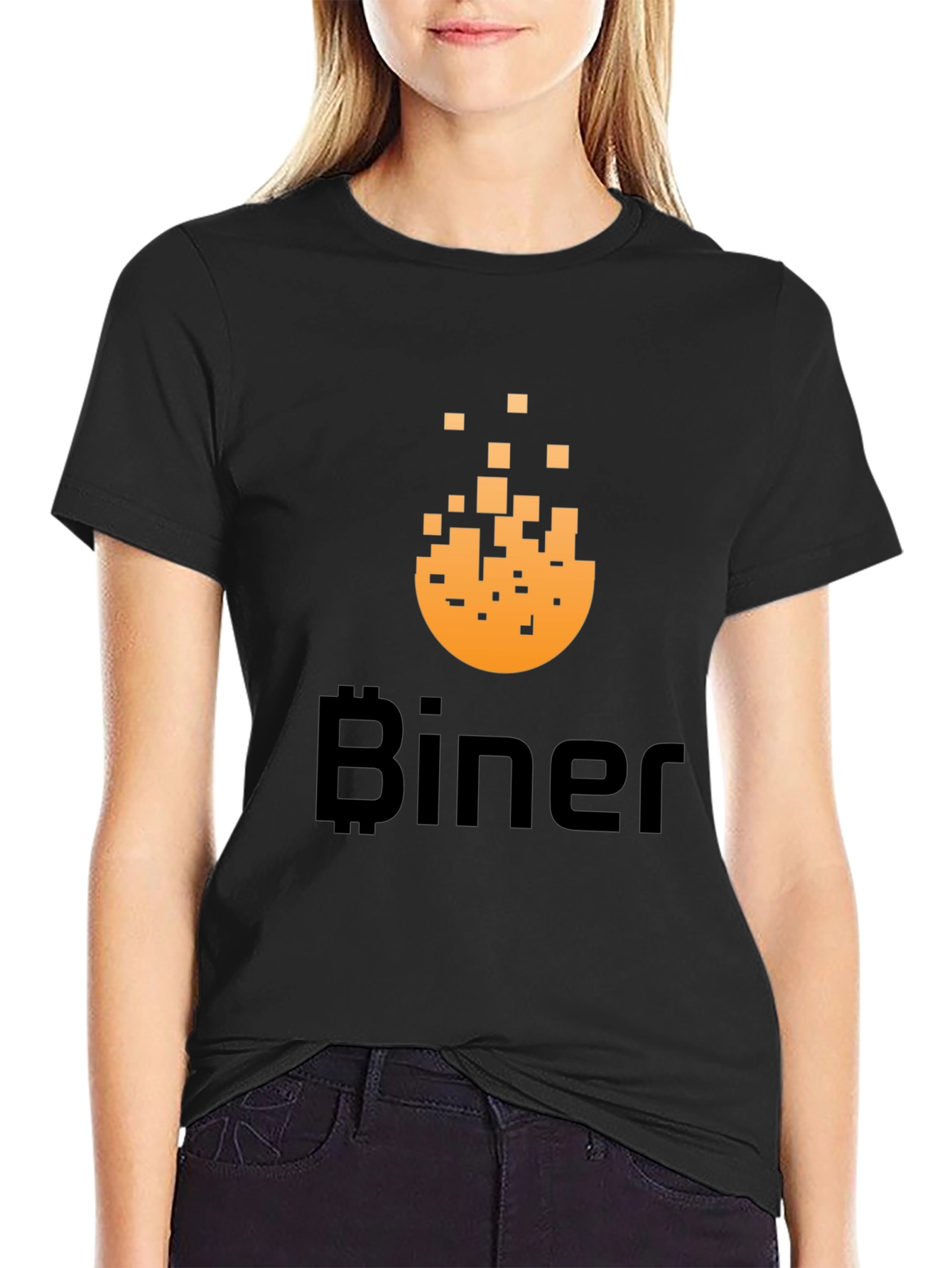 Biner Bitcoin Pixel Art T-Shirt - Crypto Enthusiast Tee