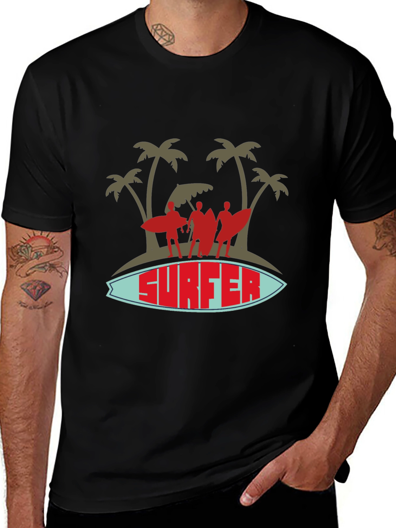 Surfer Graphic Tee - Island Vibes Black T-Shirt