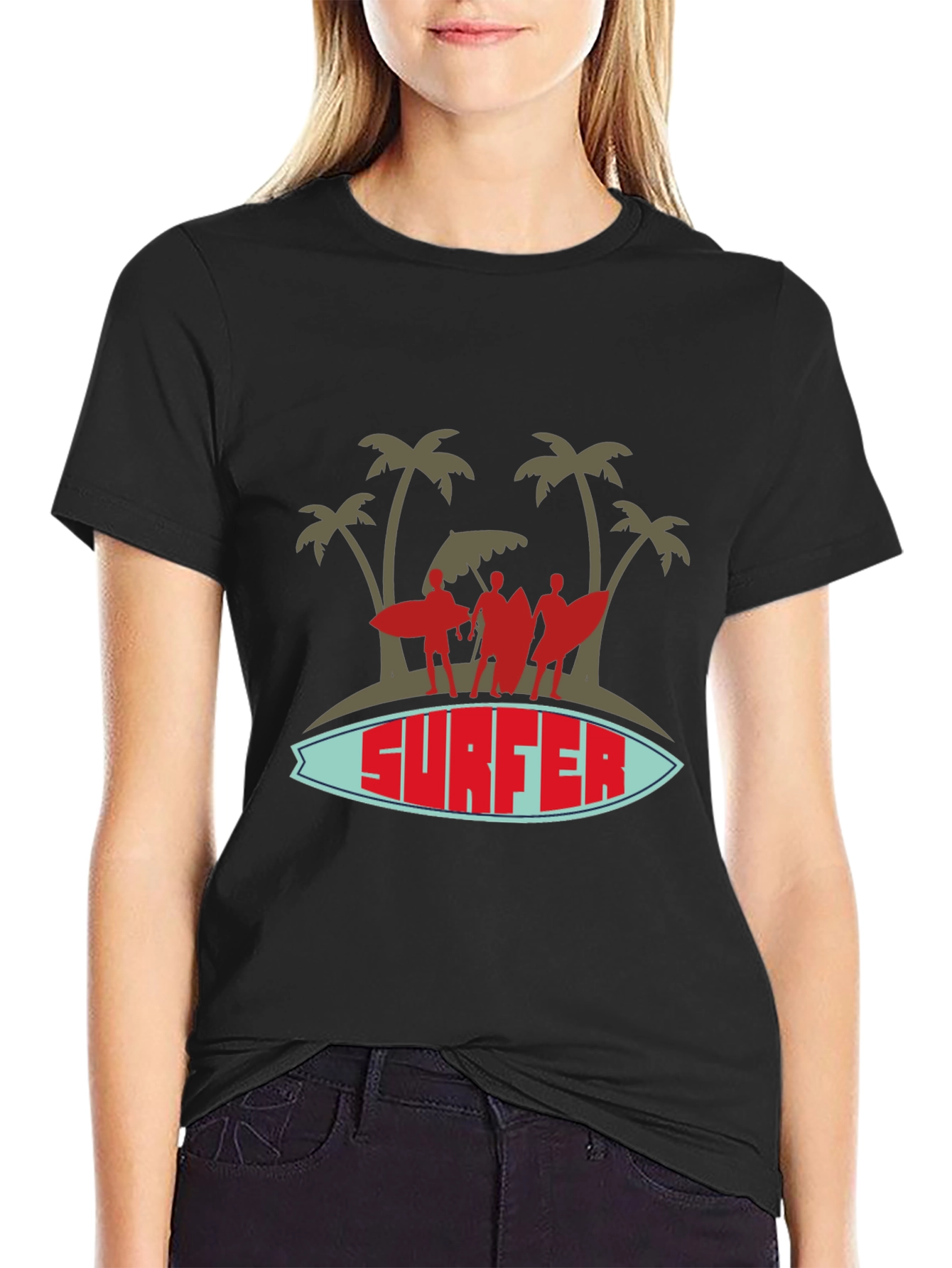 Surfer Graphic Tee - Island Vibes Black T-Shirt