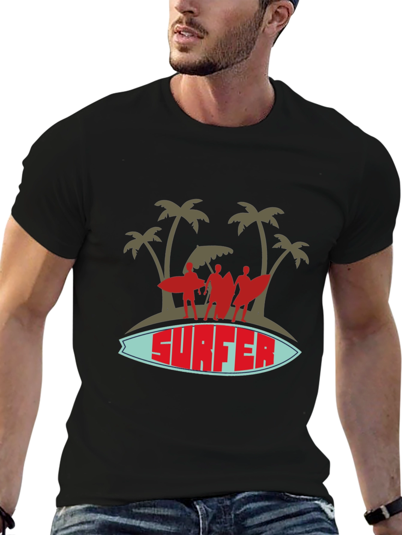 Surfer Graphic Tee - Island Vibes Black T-Shirt
