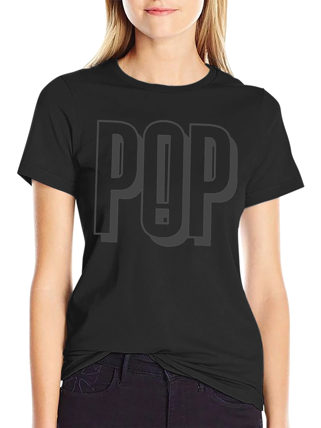 Stylish POP! Graphic Tee - Black Cotton Comfort