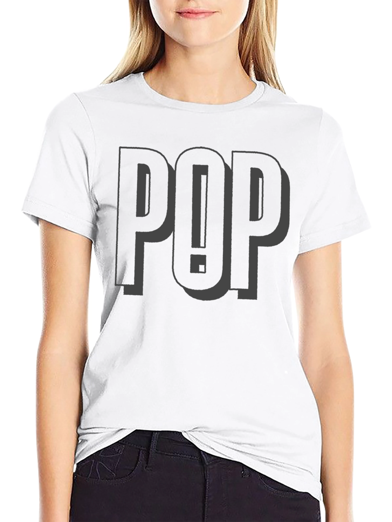 Stylish POP! Graphic Tee - Black Cotton Comfort