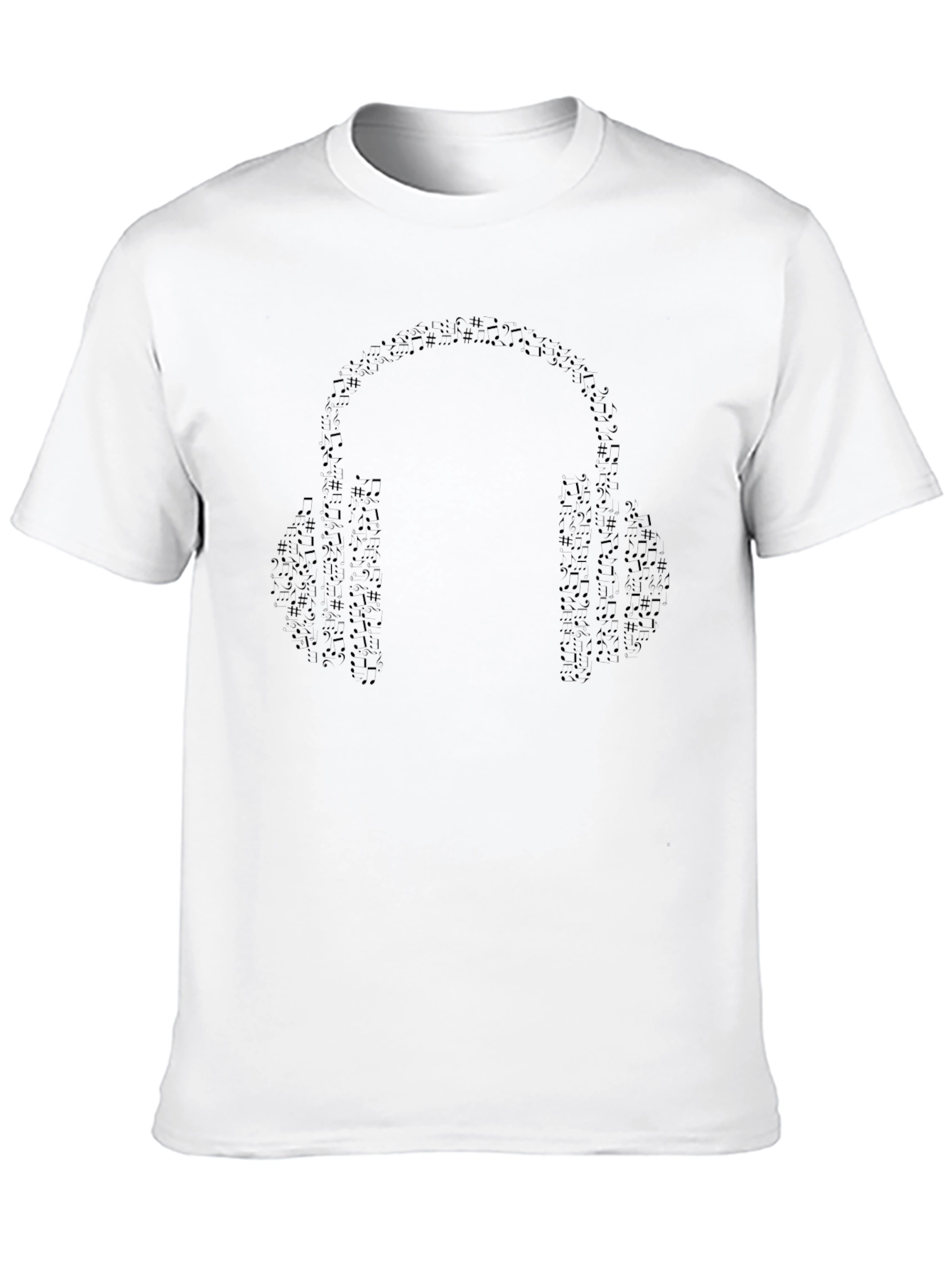 Musical Headphones Graphic Black T-Shirt