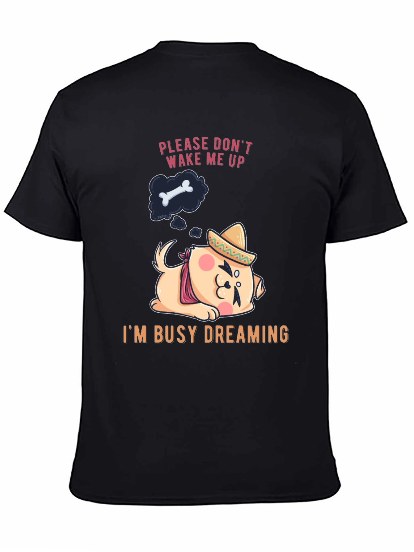 Dreaming Dog T-Shirt - Mens Black Cotton Tee