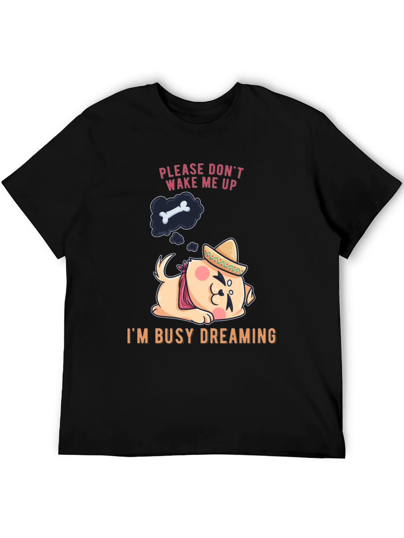 Dreaming Dog T-Shirt - Mens Black Cotton Tee