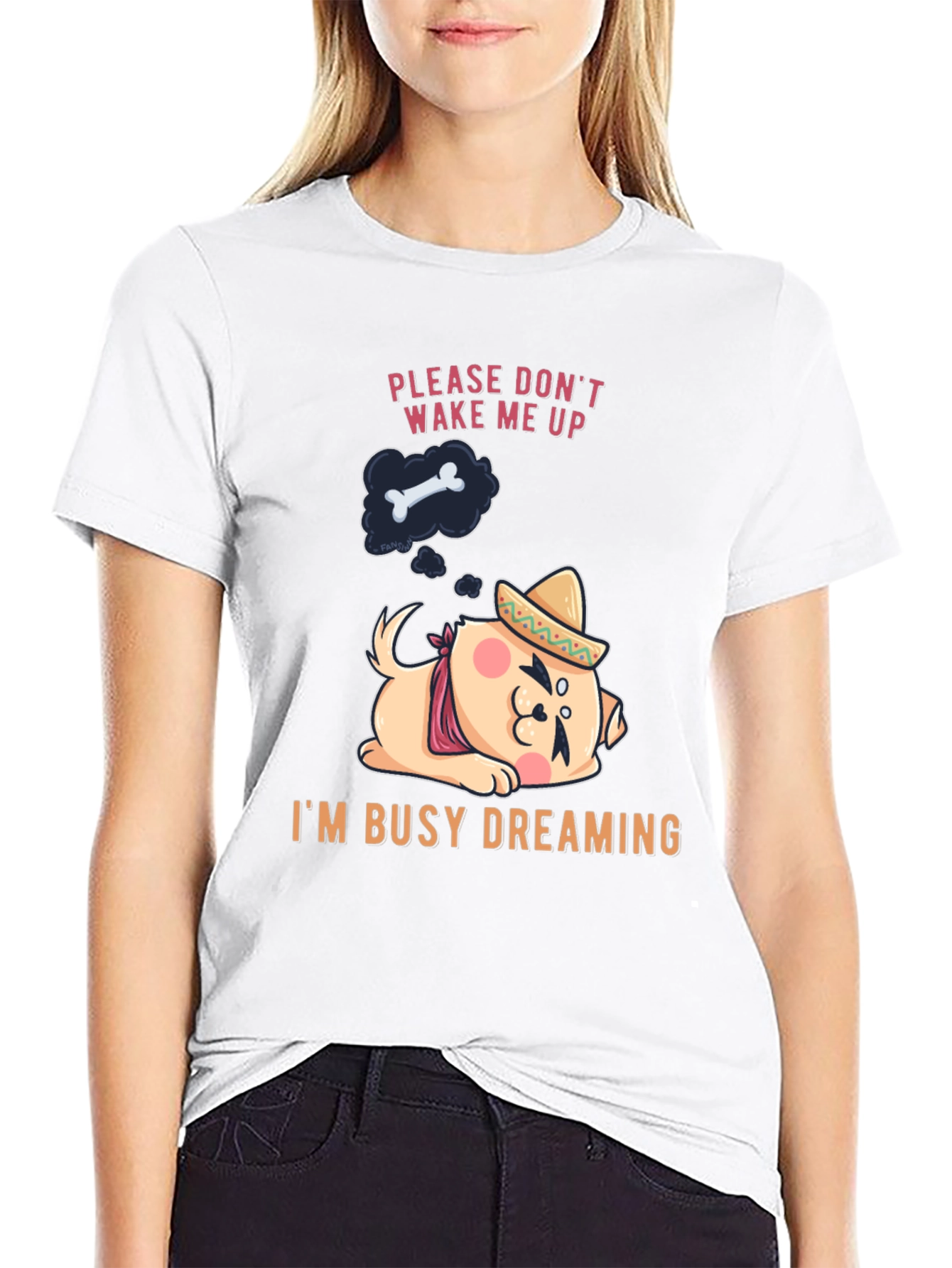 Dreaming Dog T-Shirt - Mens Black Cotton Tee