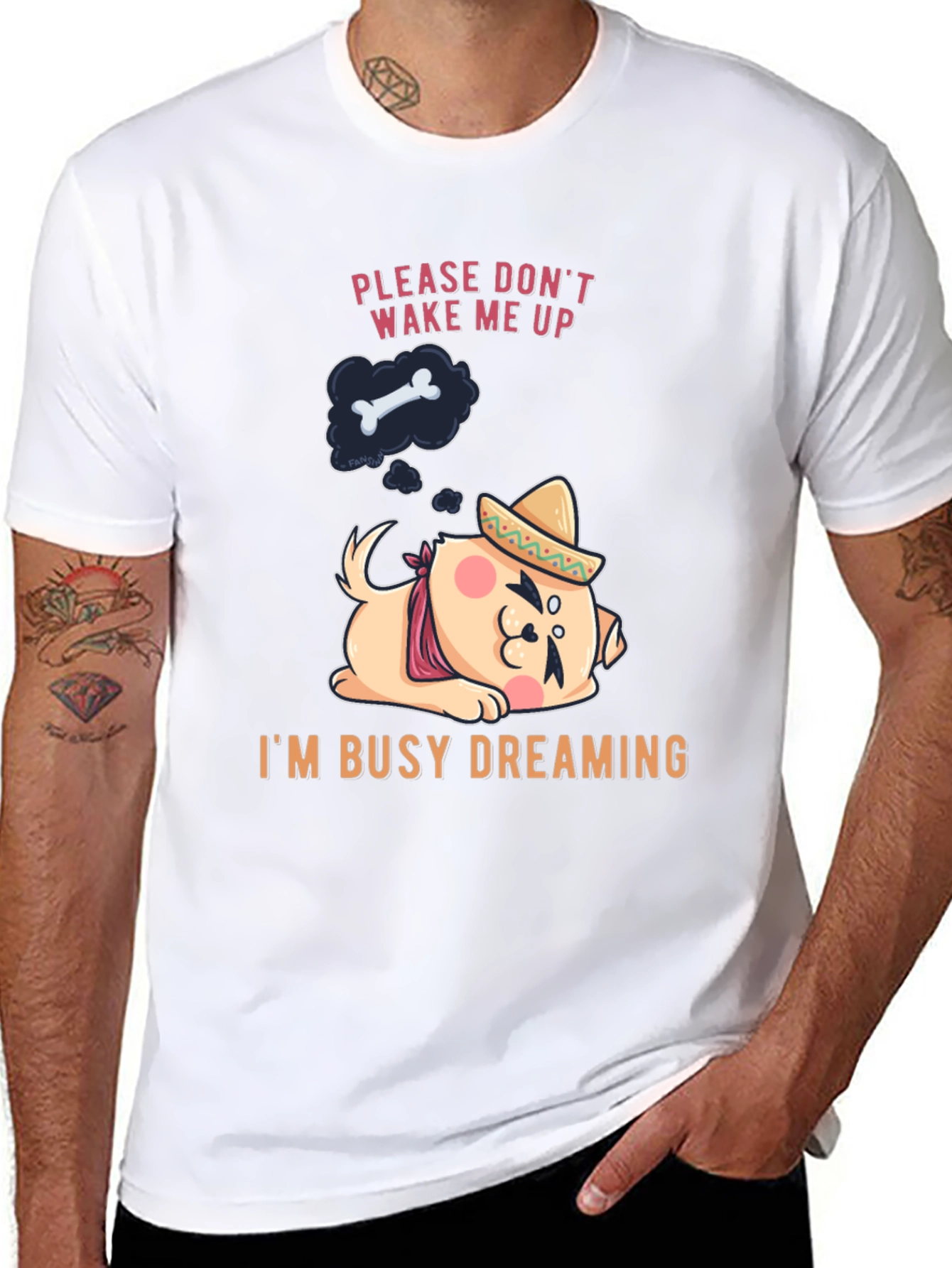 Dreaming Dog T-Shirt - Mens Black Cotton Tee