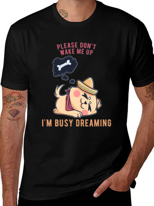 Dreaming Dog T-Shirt - Mens Black Cotton Tee